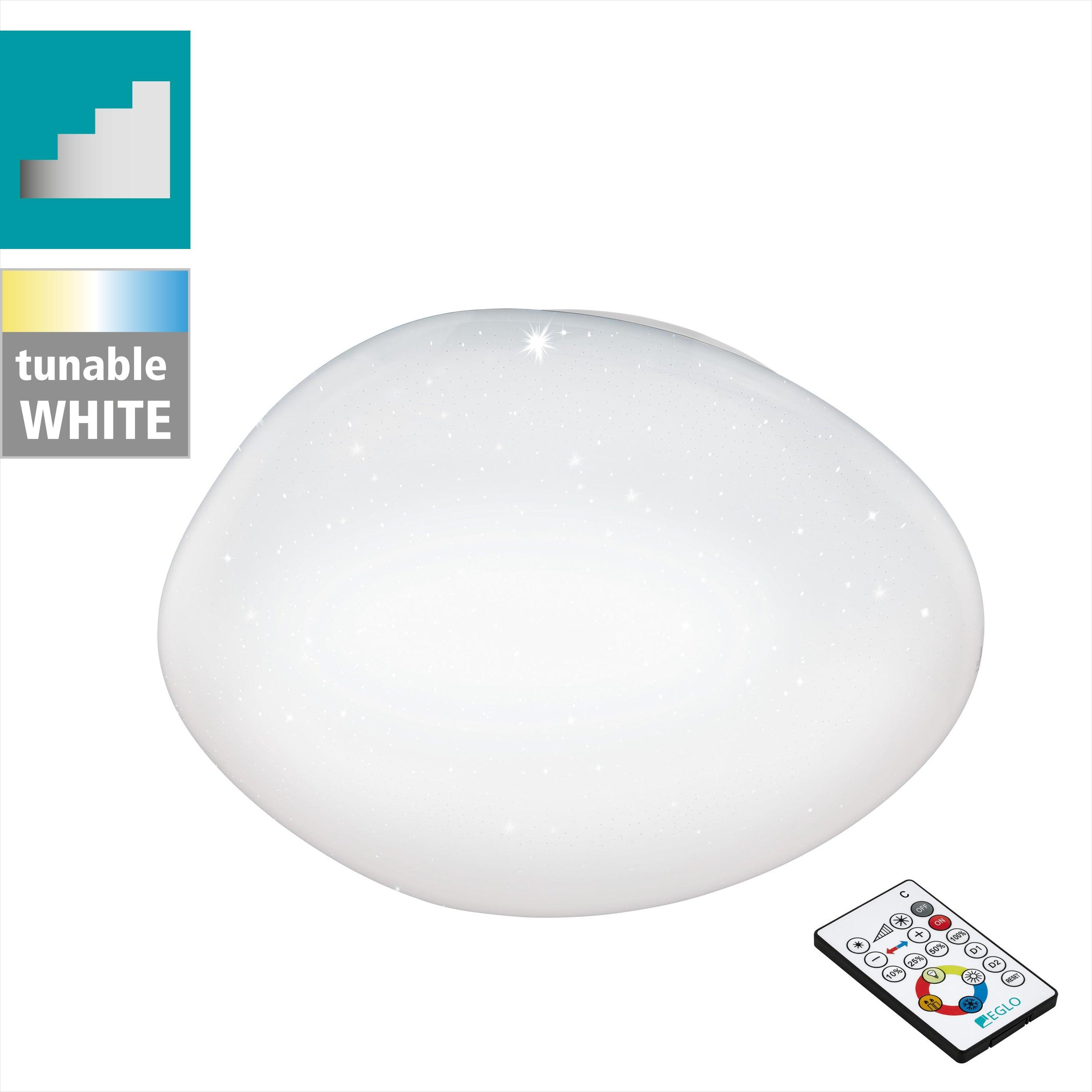 eglo sileras sparkling effect led flush ceiling light 45cm living room close up