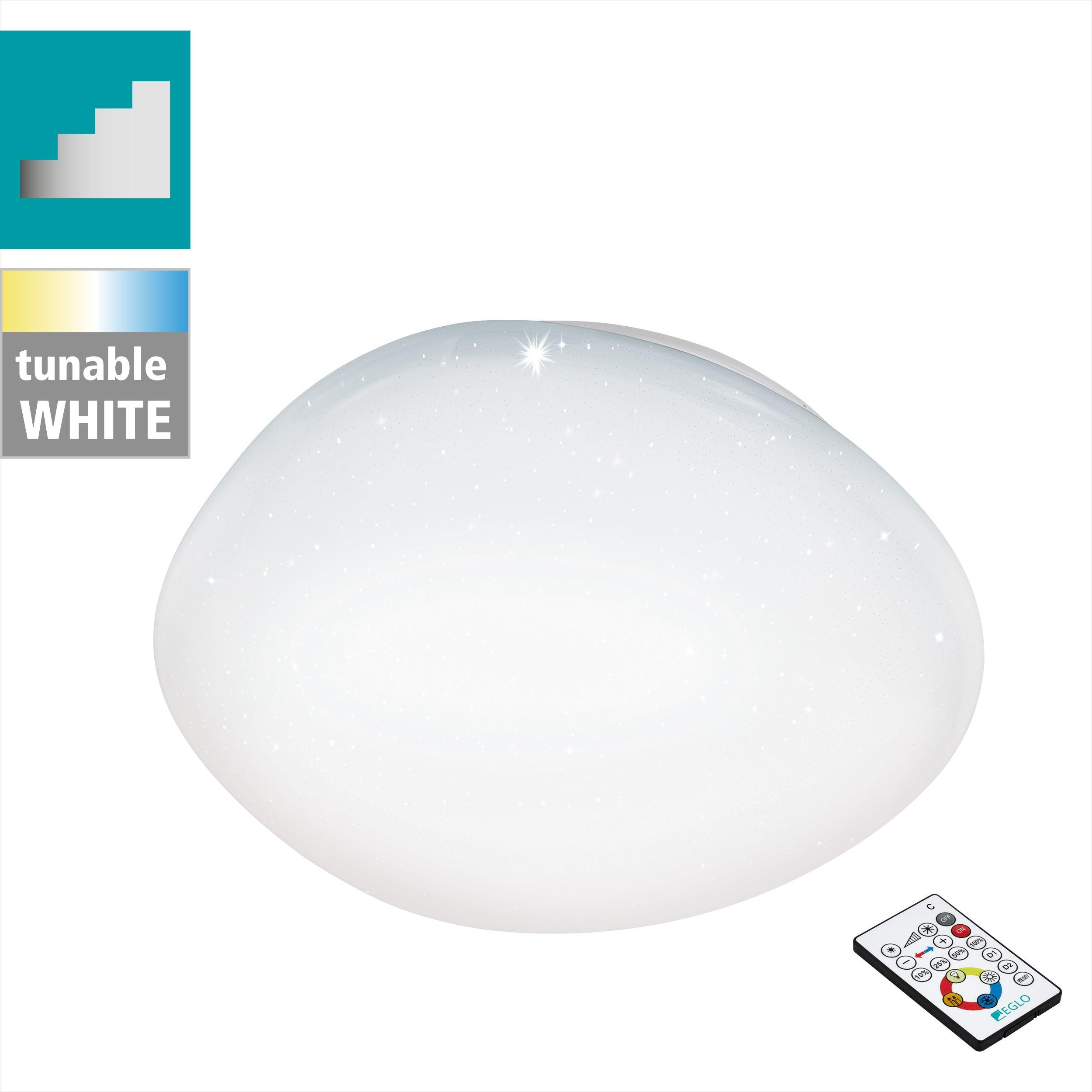 eglo sileras sparkling effect led flush ceiling light 60cm living room close up
