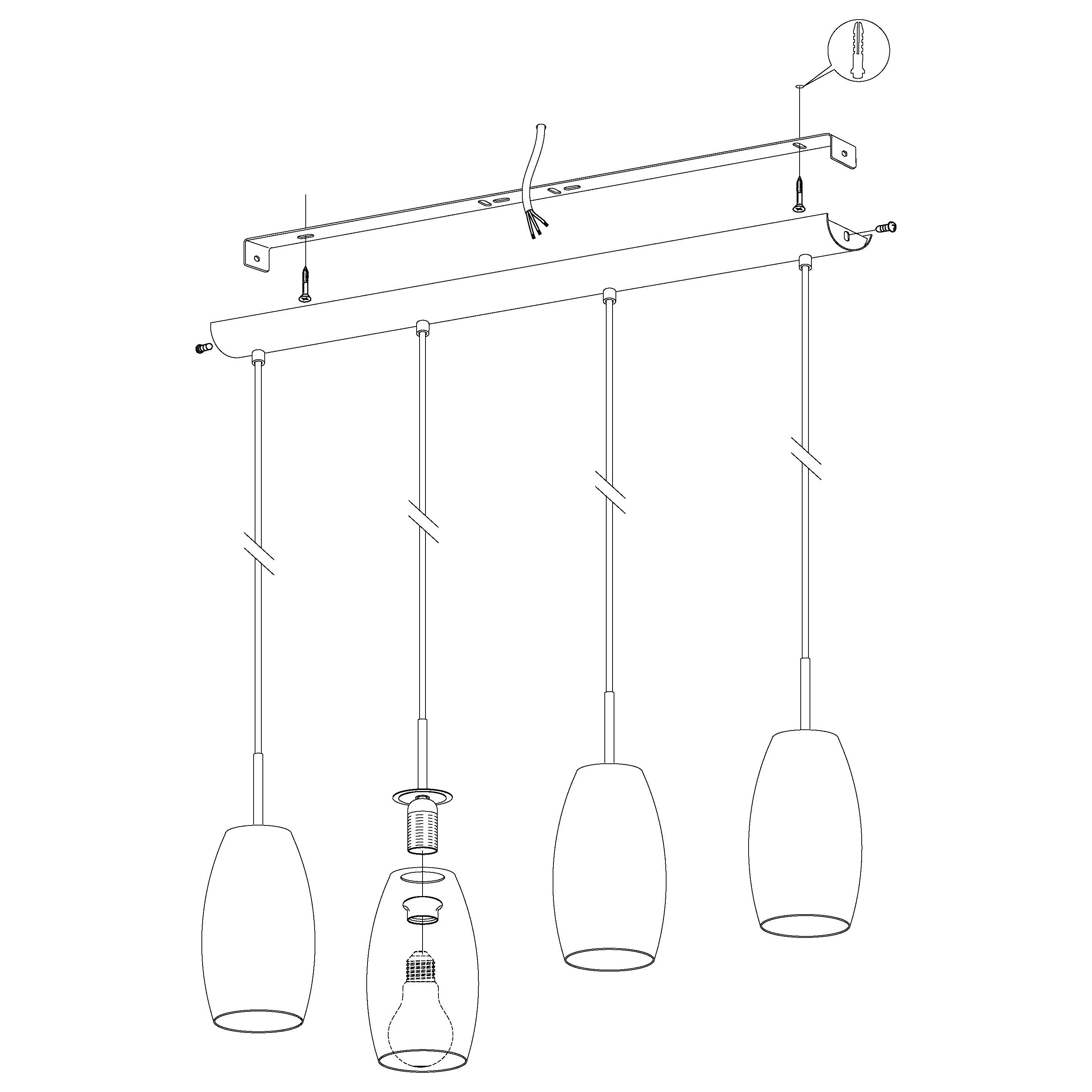 eglo batista 3 4 light nickel white glass ceiling pendant Hallway Lighting Close up