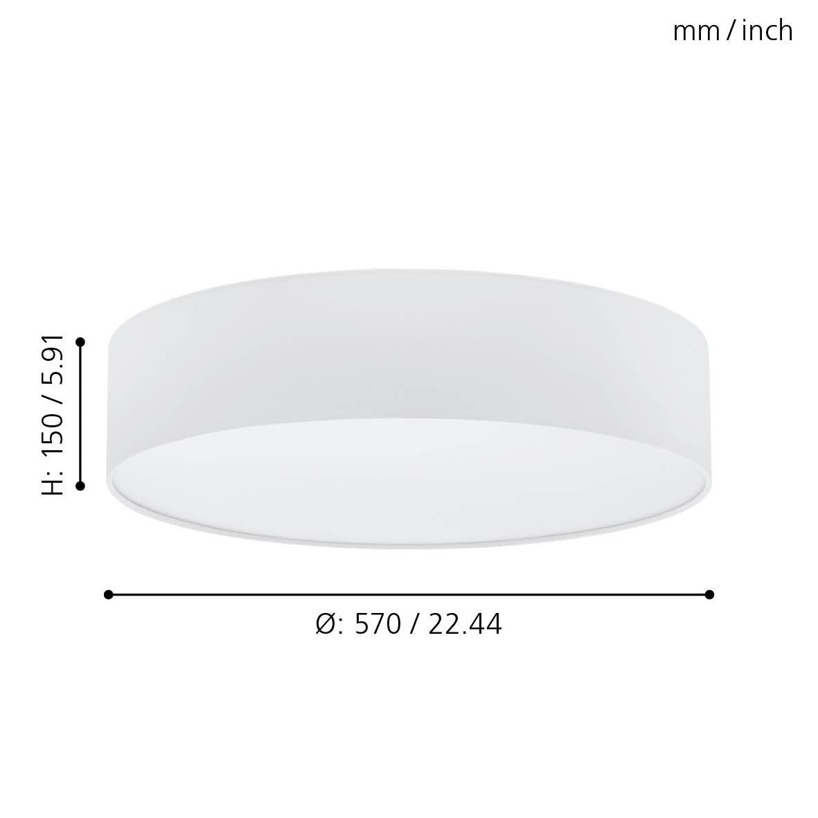 Eglo Pasteri Flush White Fabric Drum Shade - 57cm-WAREHOUSE-40-200326