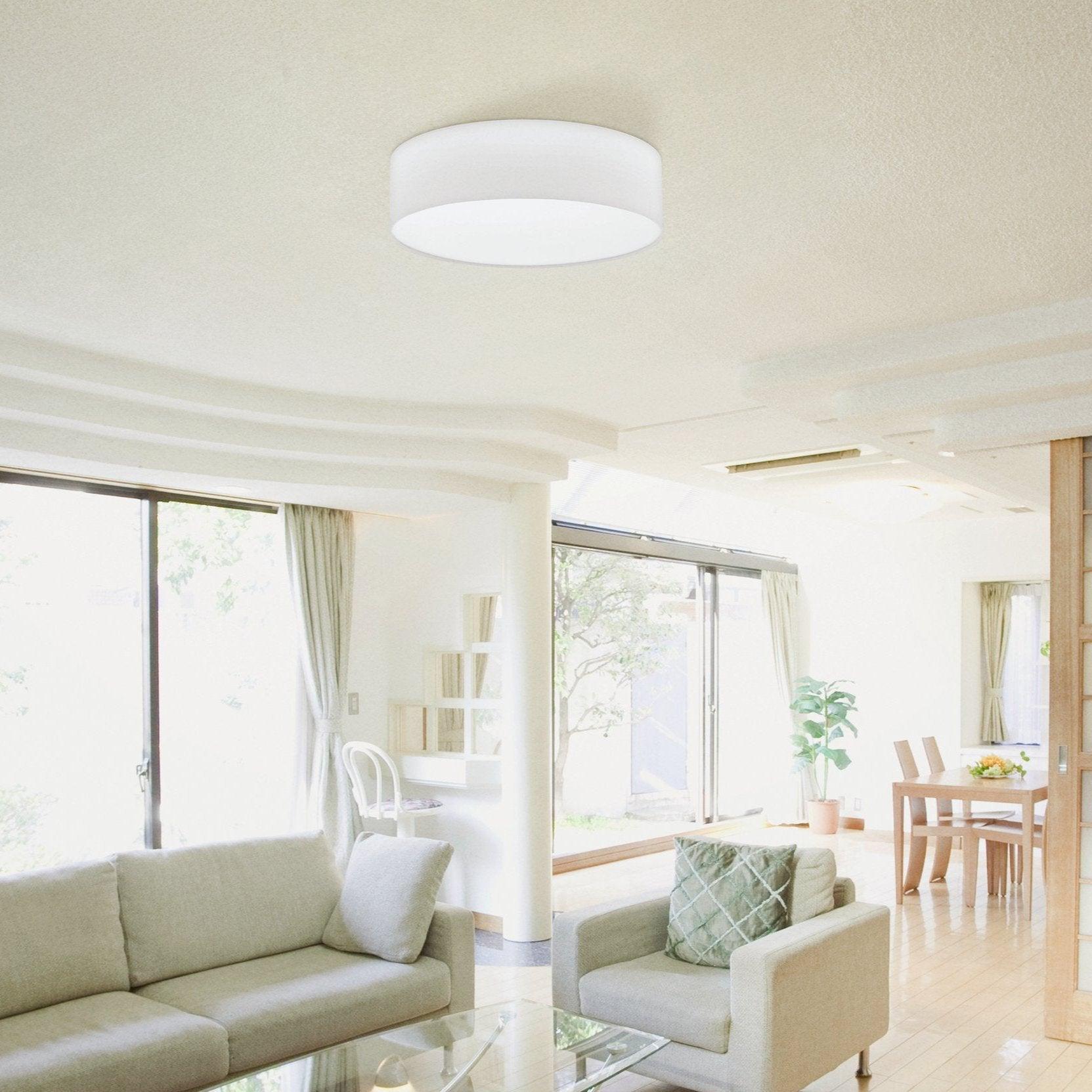 Eglo Pasteri Flush White Fabric Drum Shade - 57cm-WAREHOUSE-40-200326