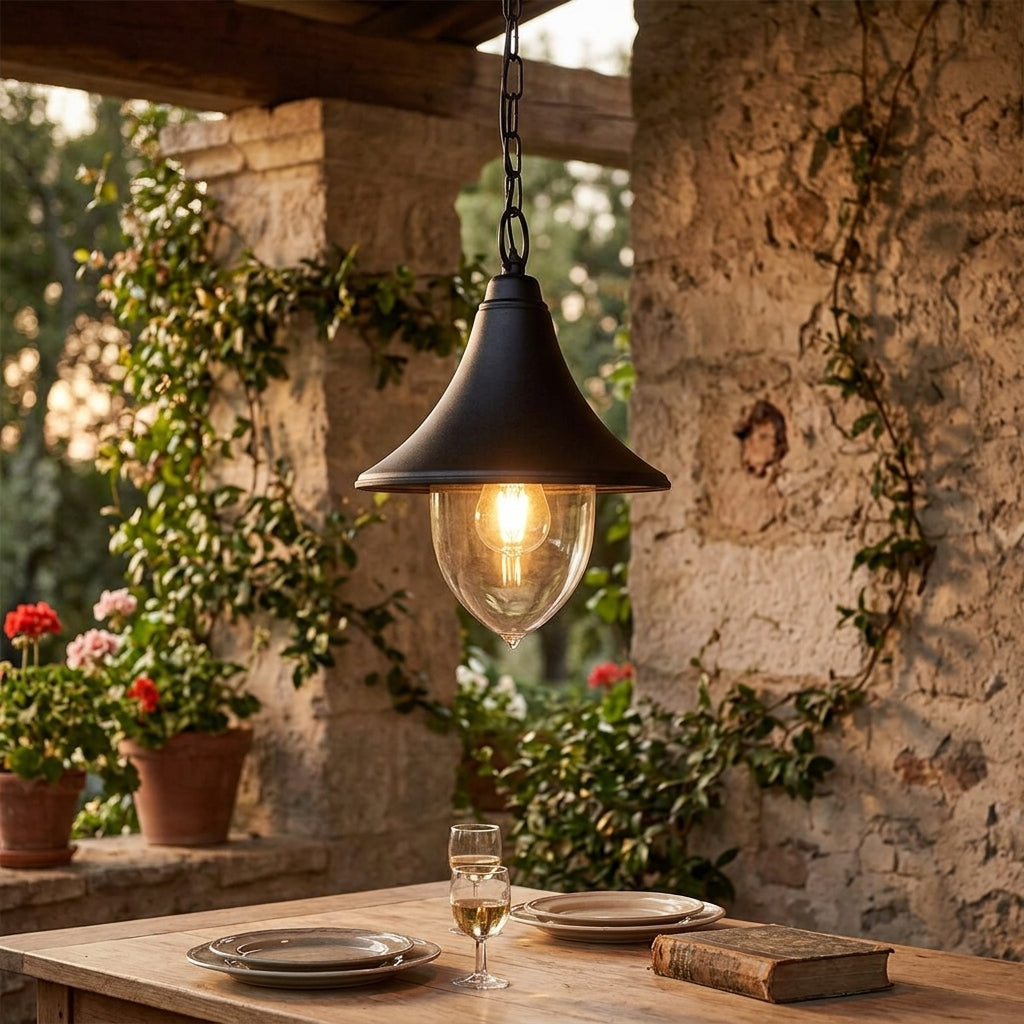 Elstead Firenze Black Outdoor Pendant Light