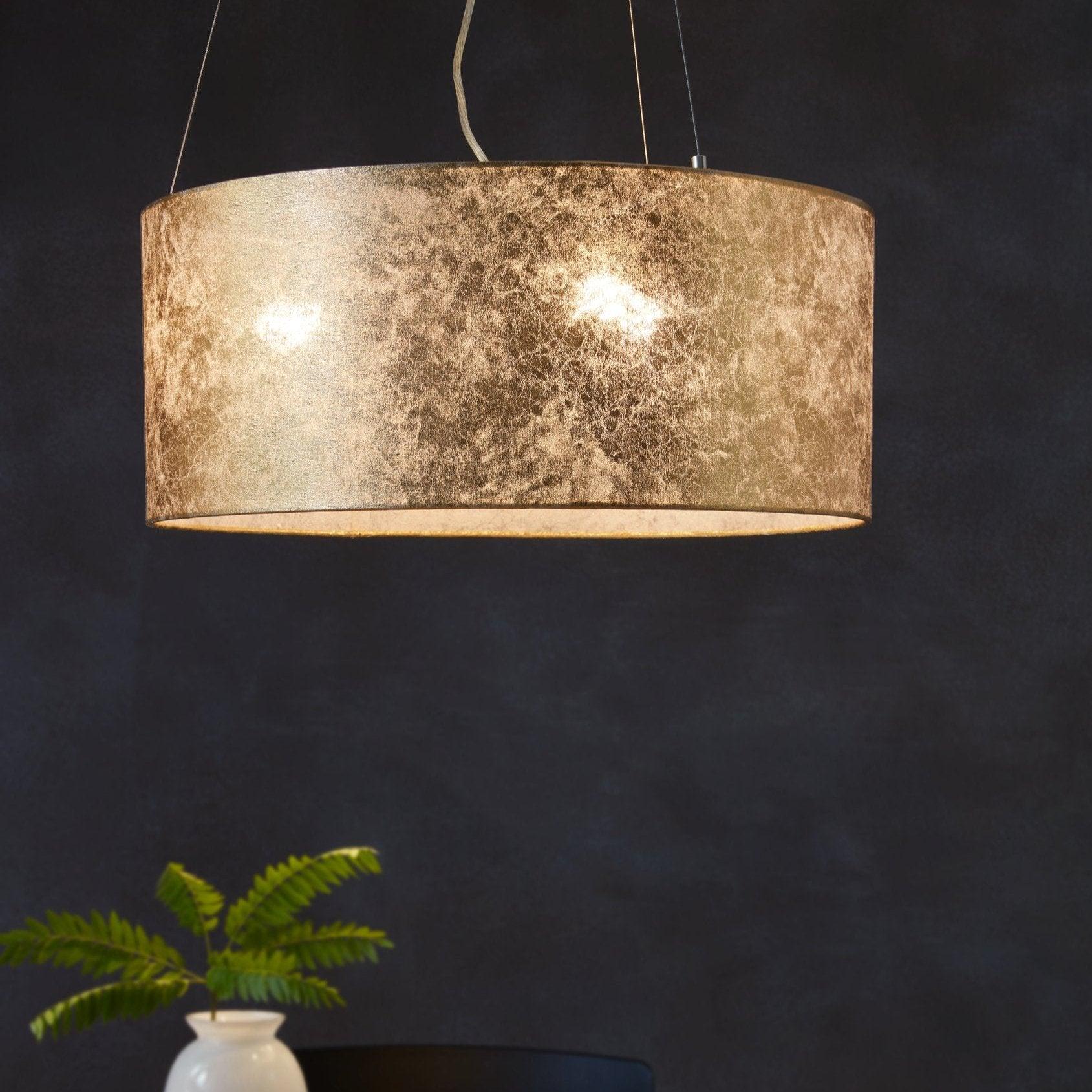 eglo viserbella gold leaf champagne fabric ceiling pendant 53cm