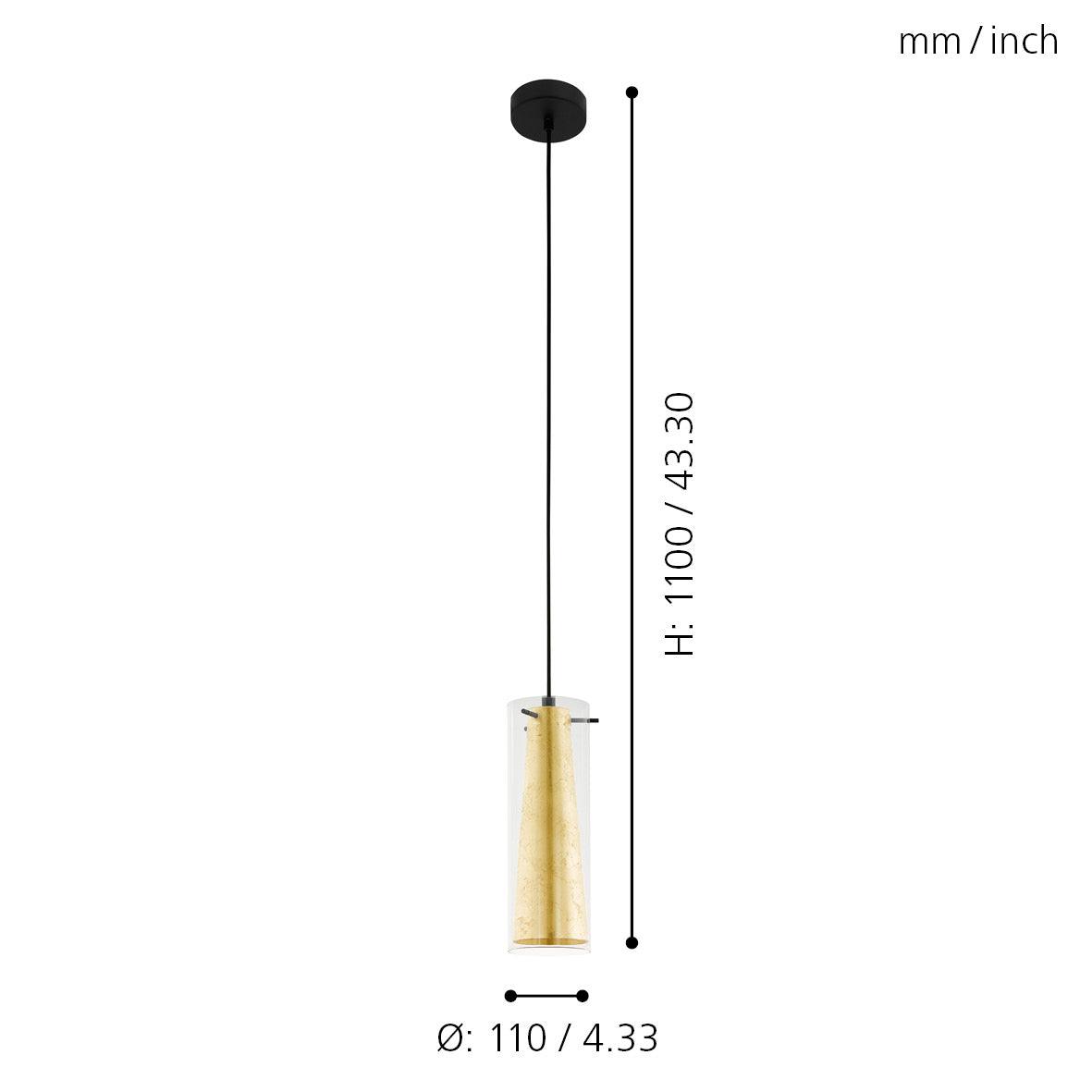 eglo pinto gold leaf clear glass ceiling pendant living room close up