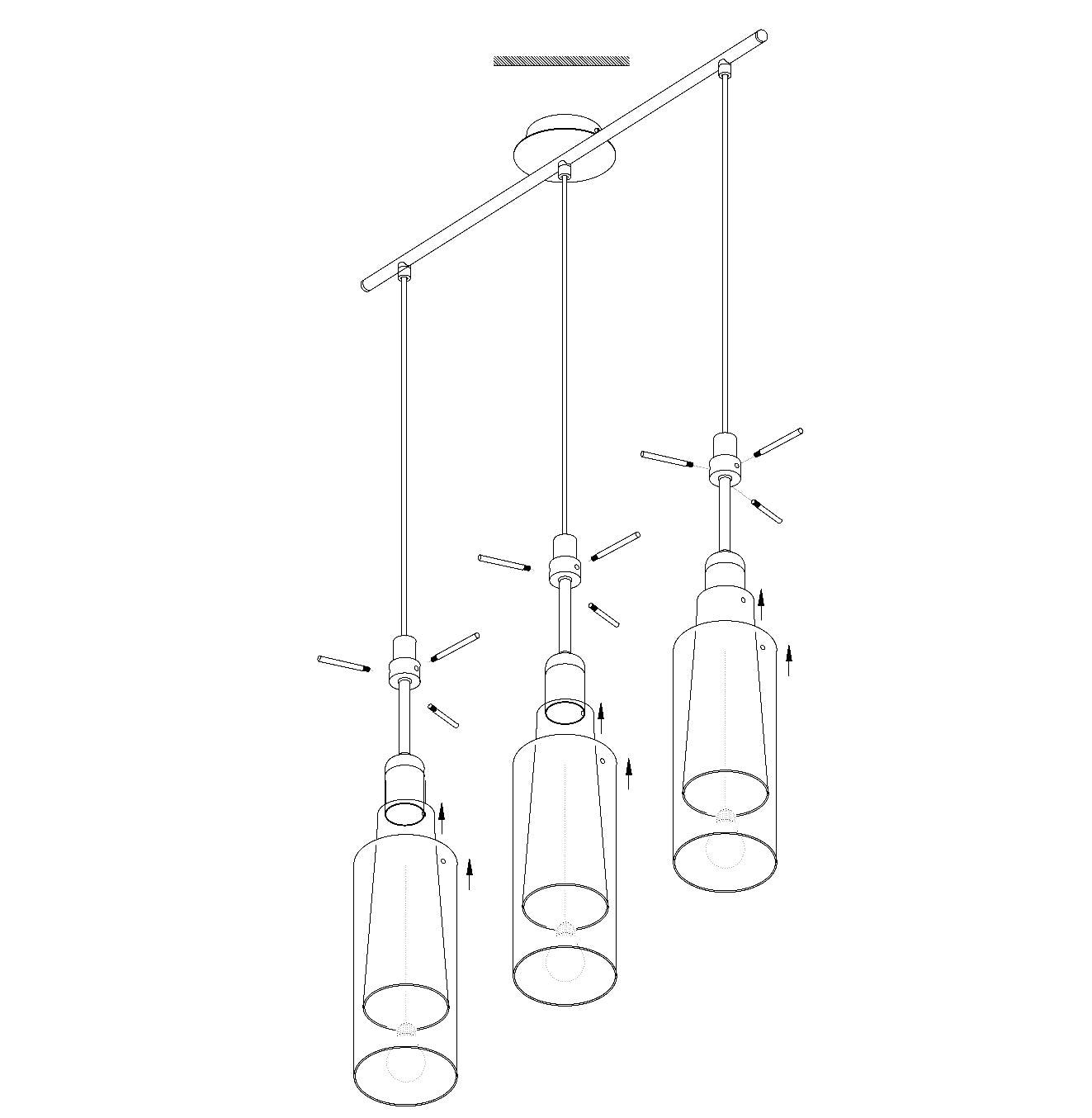 eglo pinto gold 3 light gold leaf clear glass ceiling pendant hallway lighting 
