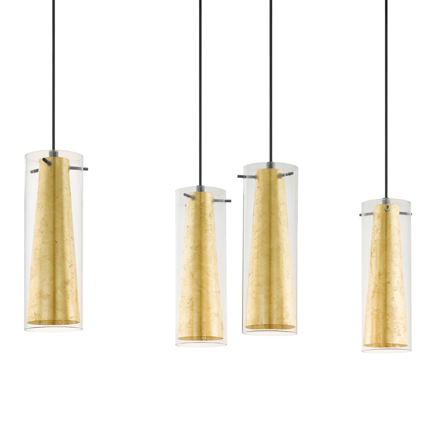 eglo pinto gold 4 light gold leaf clear glass ceiling pendant hallway lighting 