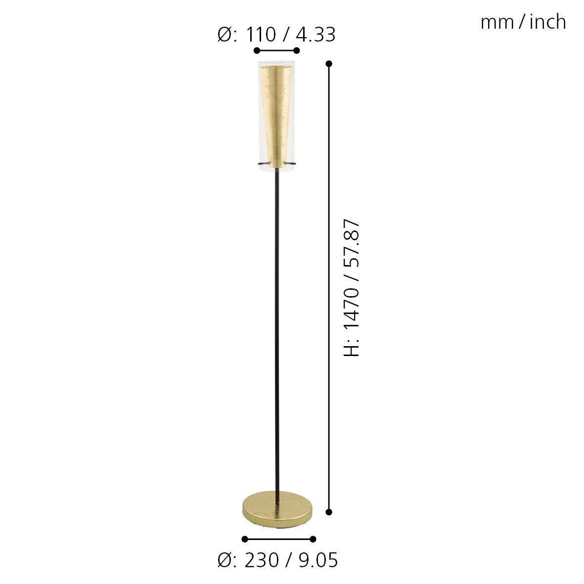 eglo pinto gold black gold floor lamp with glass shade kitchen lighting 