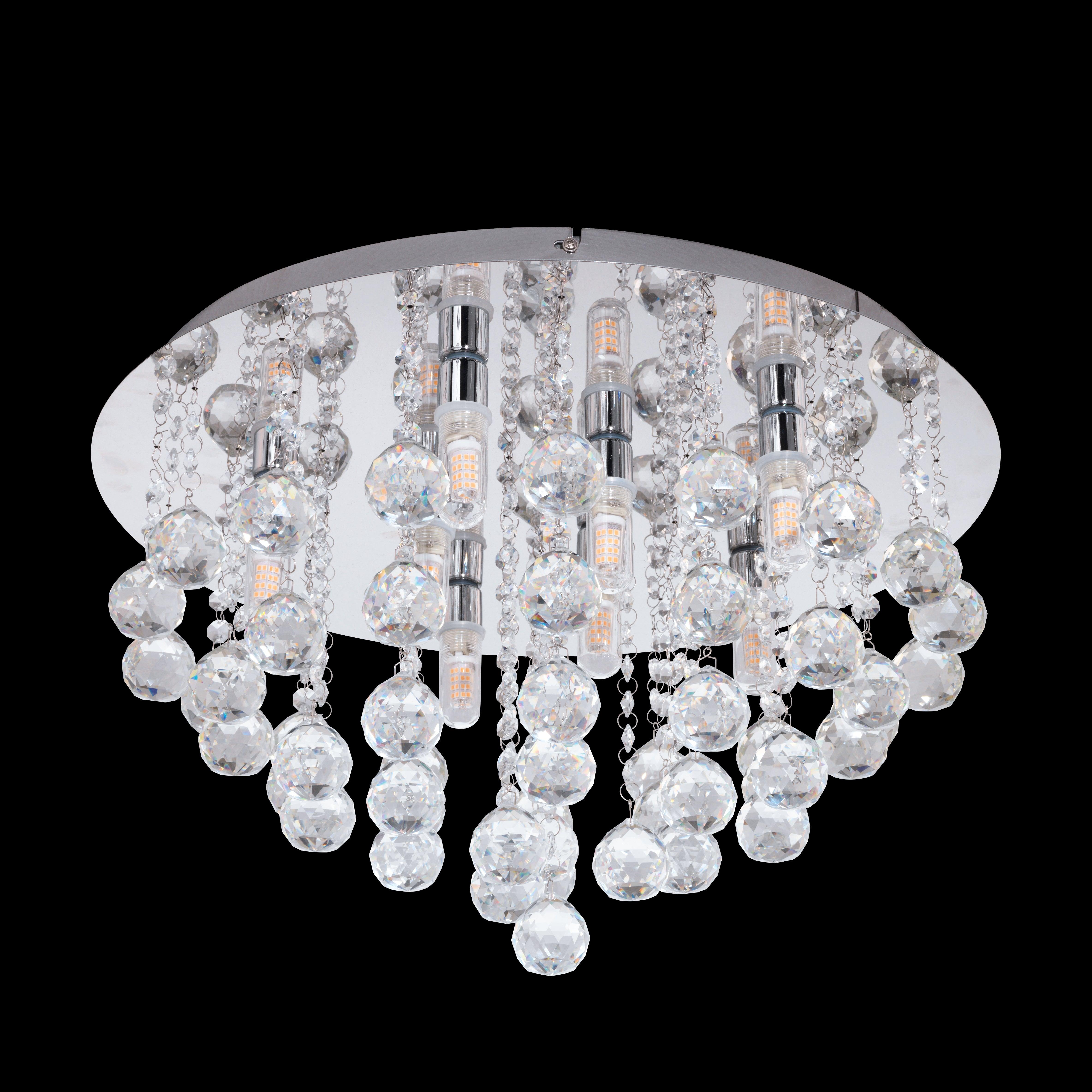 eglo almonte bathroom chrome glass crystal flush ceiling light living room close up