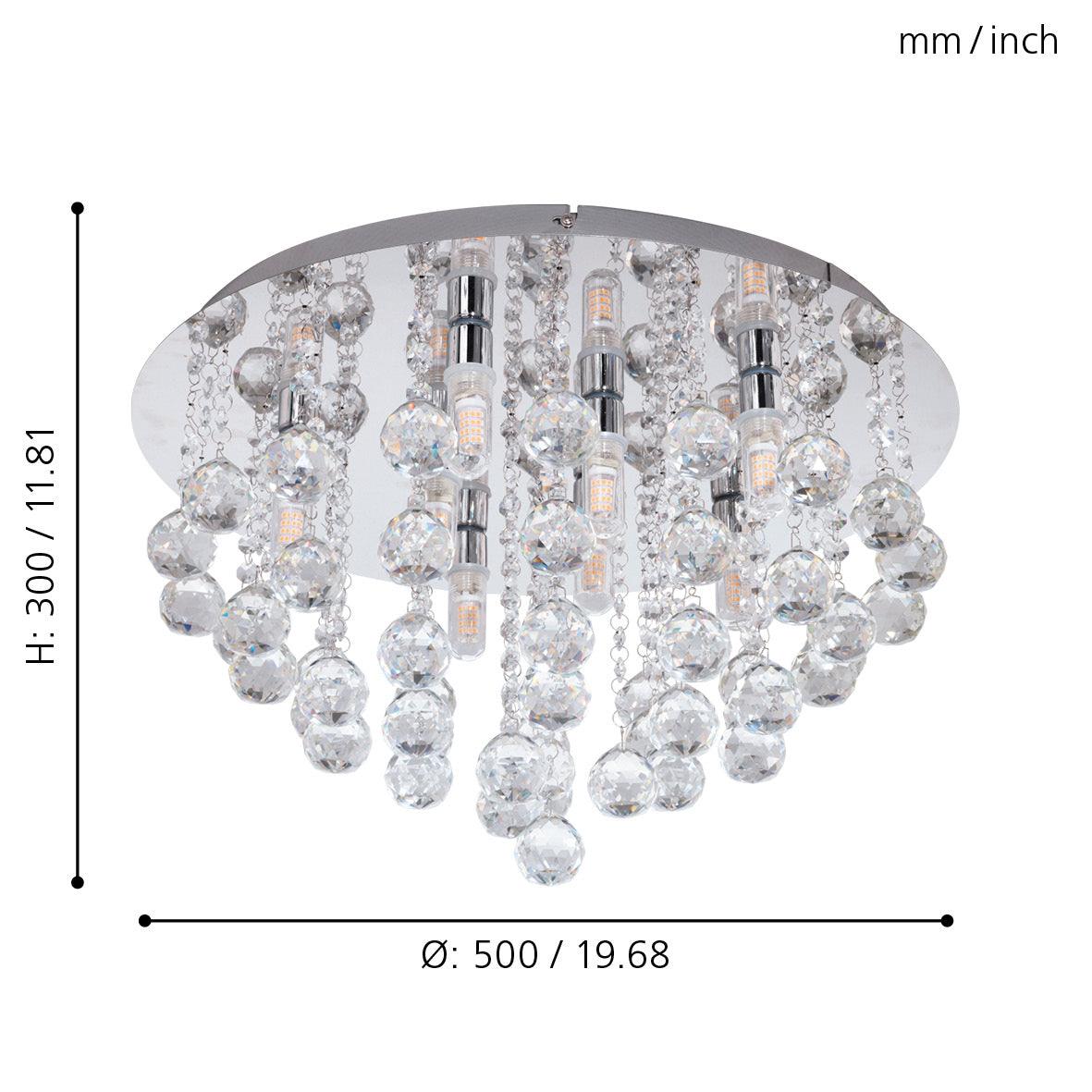 eglo almonte bathroom chrome glass crystal flush ceiling light Kitchen Lighting Close Up
