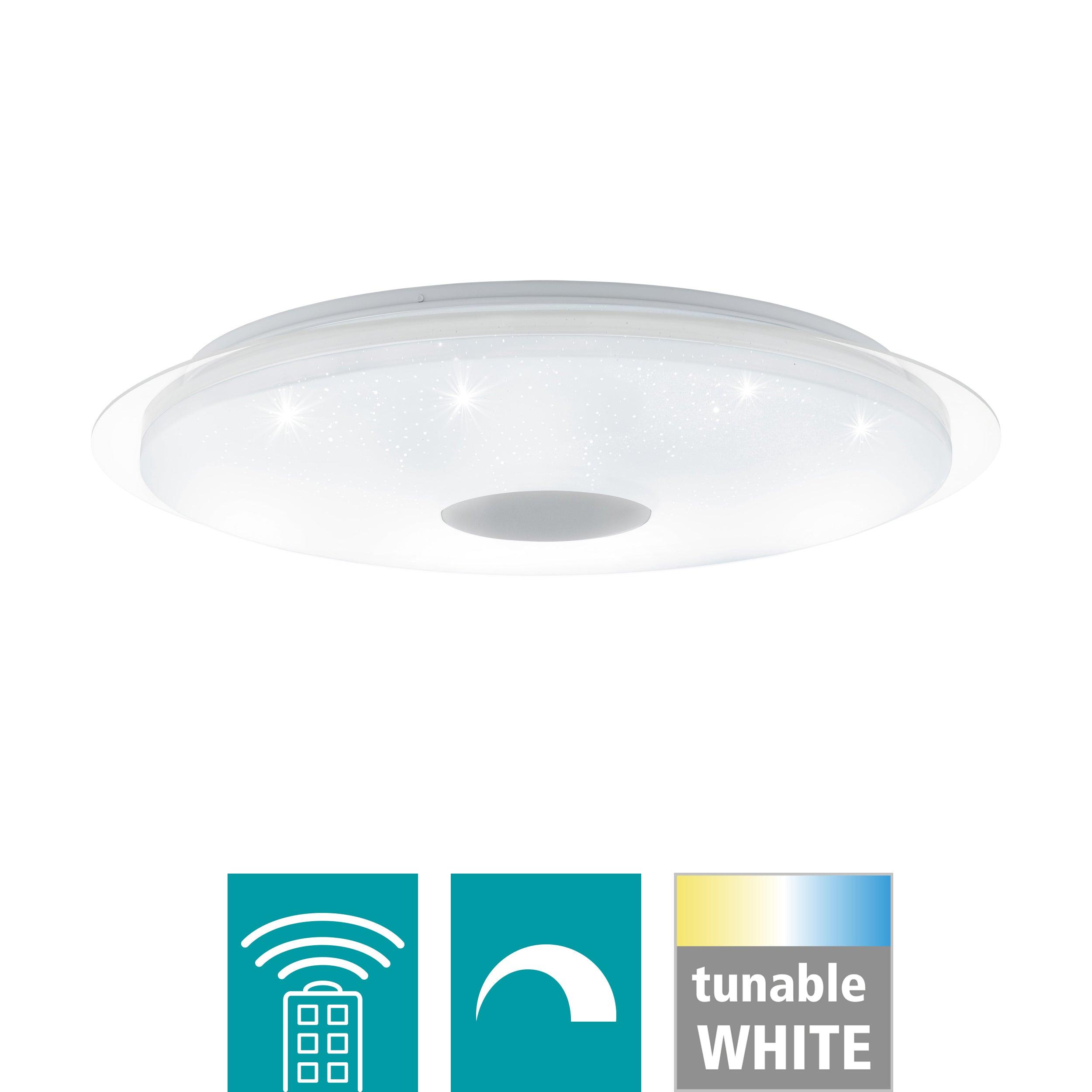 eglo lanciano flush led crystal effect ceiling light 66cm kitchen lighting 