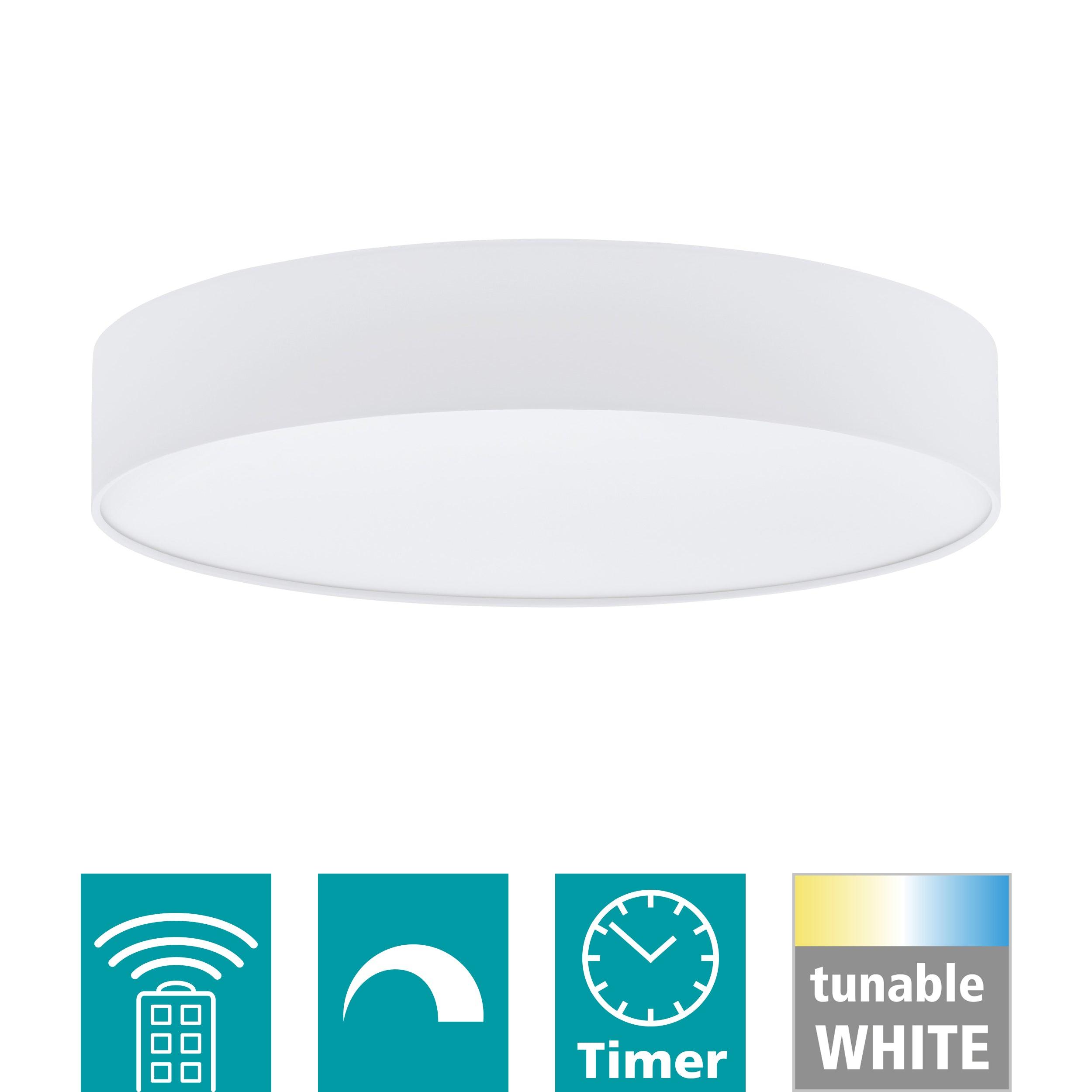 eglo romao 1 white flush led drum shade 57cm living room image