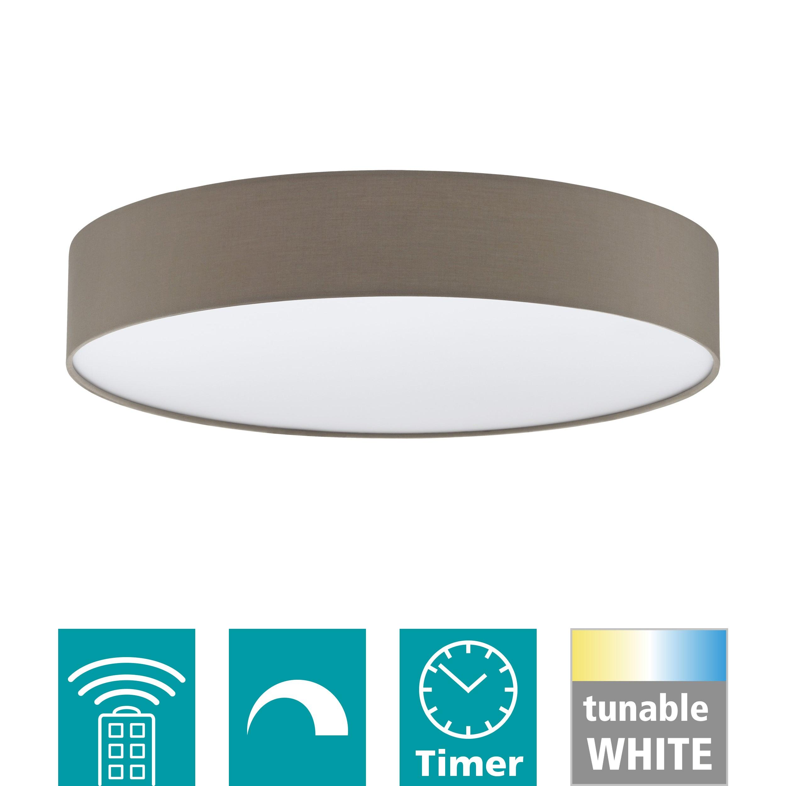 eglo romao 3 flush taupe led drum shade 57cm kitchen lighting 