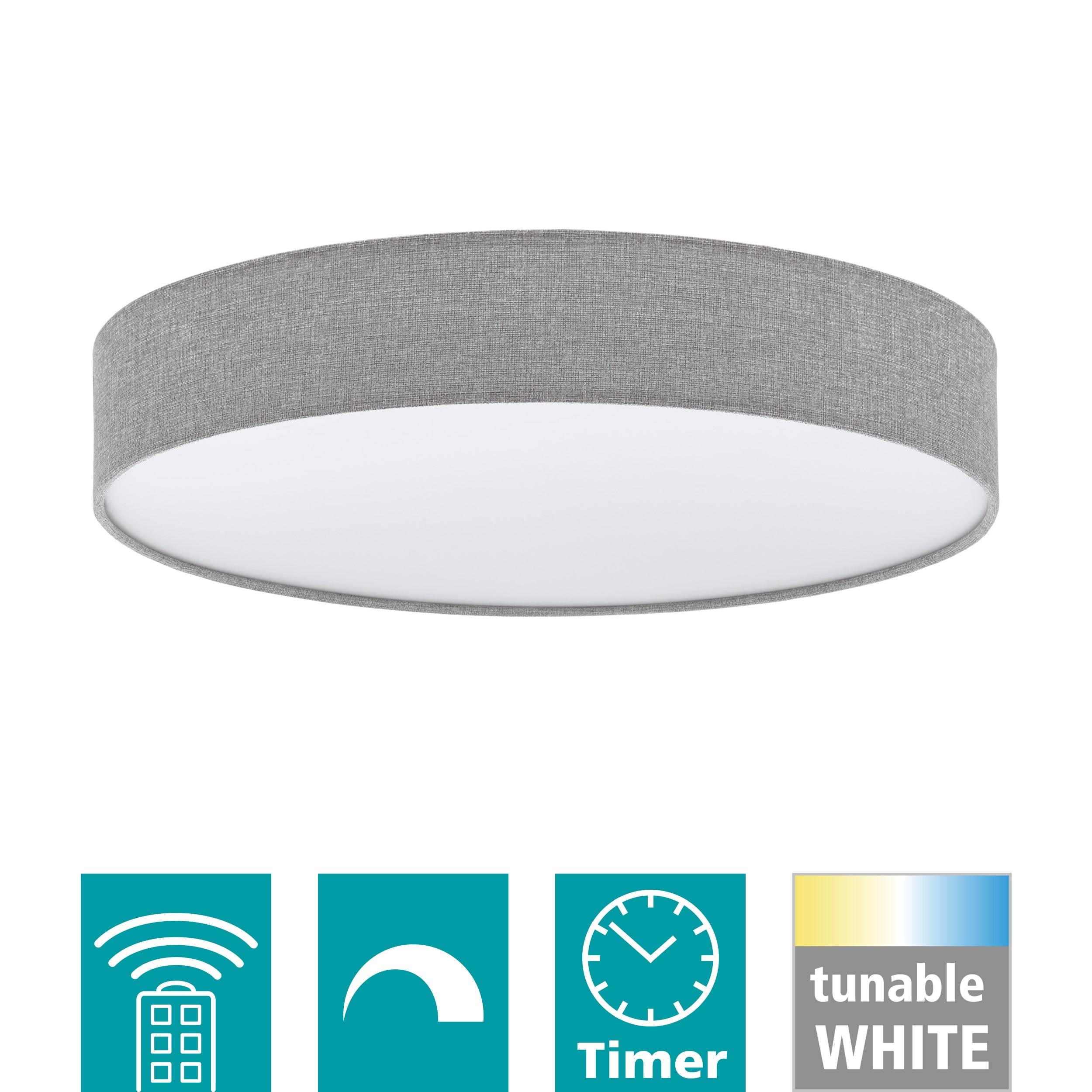 eglo romao flush grey linen led drum shade 57cm kitchen lighting 