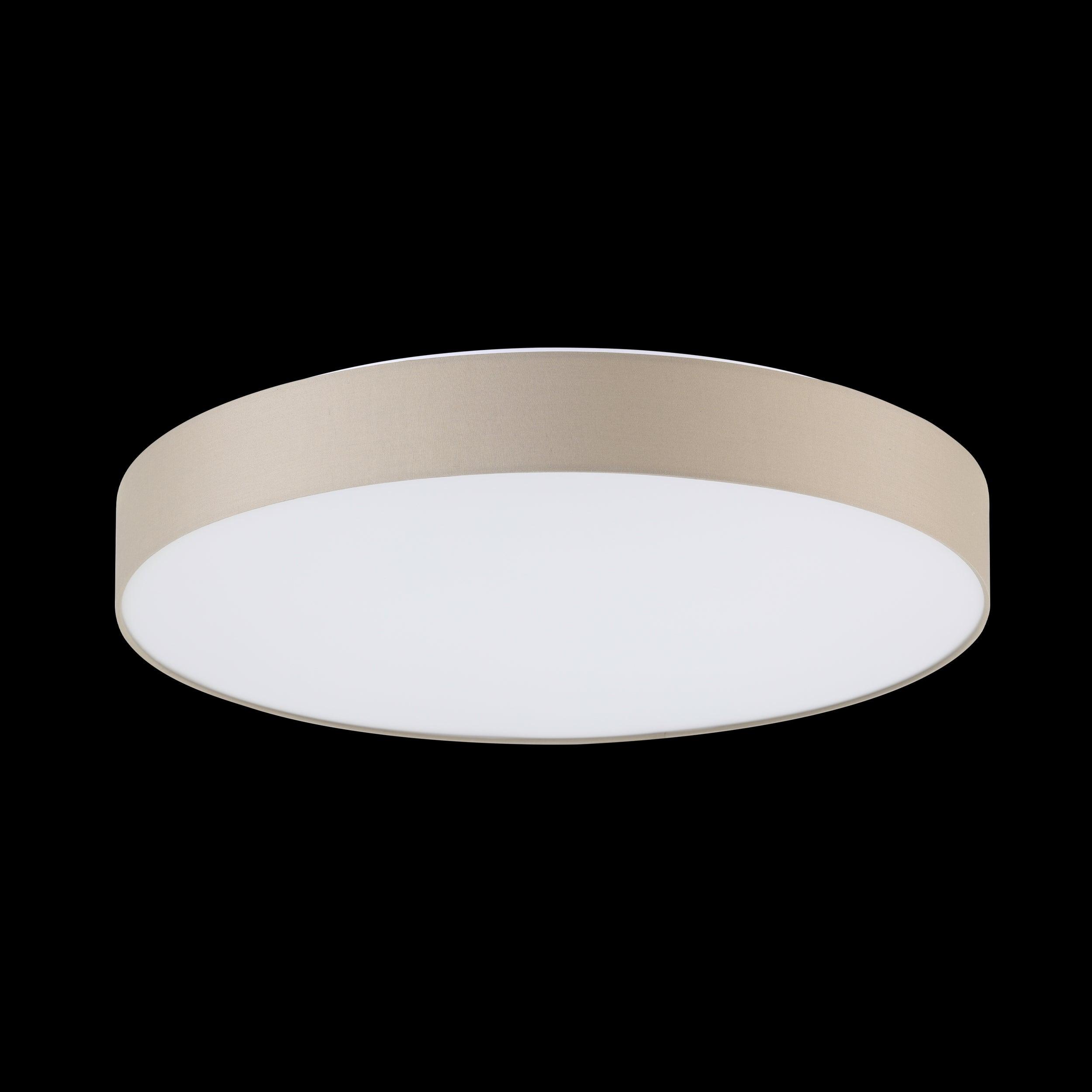 eglo romao 3 flush taupe fabric drum shade 57cm living room image
