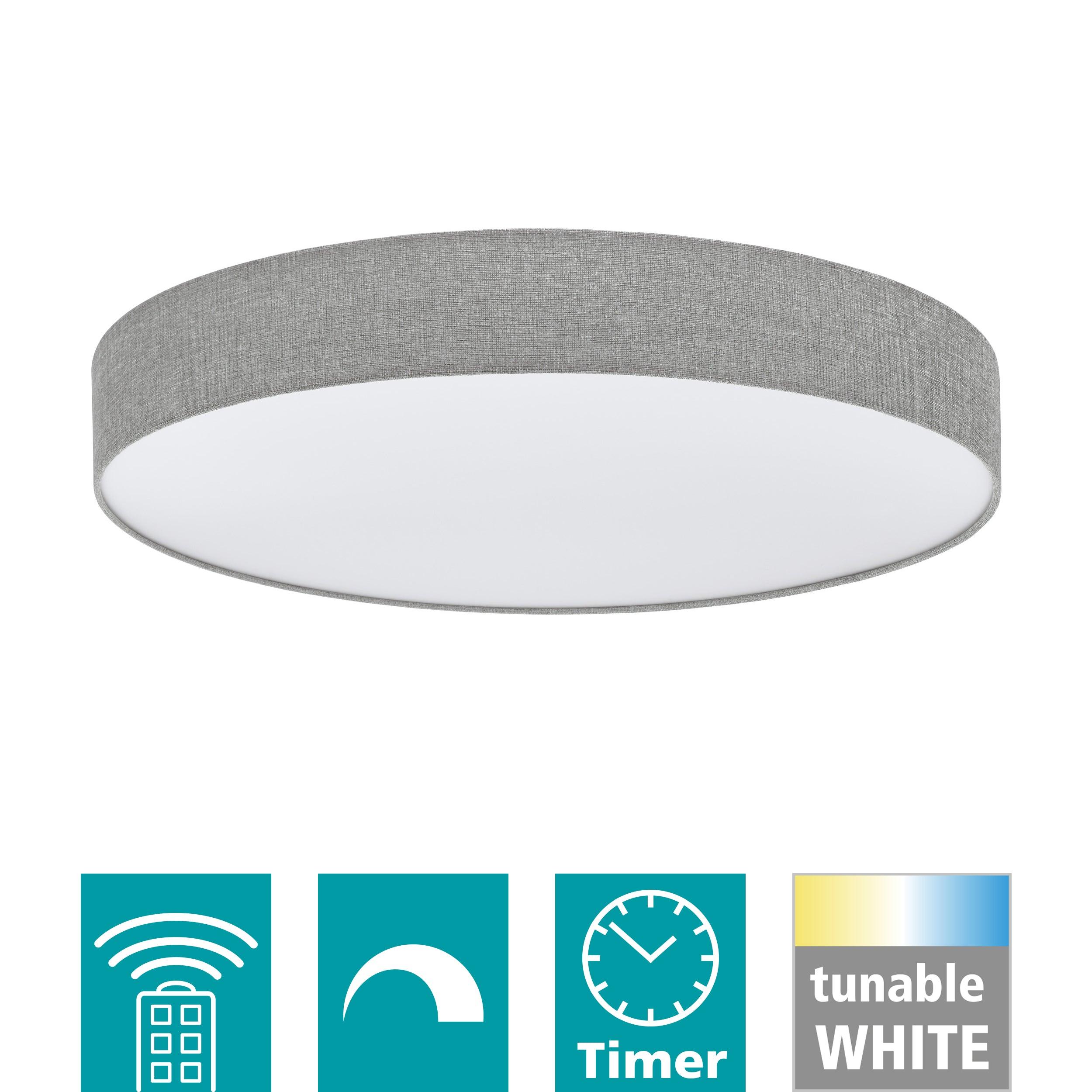 eglo romao flush grey linen drum shade 76cm kitchen lighting 