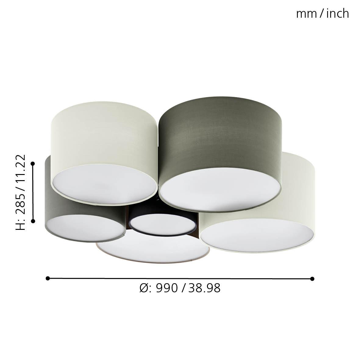 eglo pastore 6 fabric shade flush ceiling light living room close up