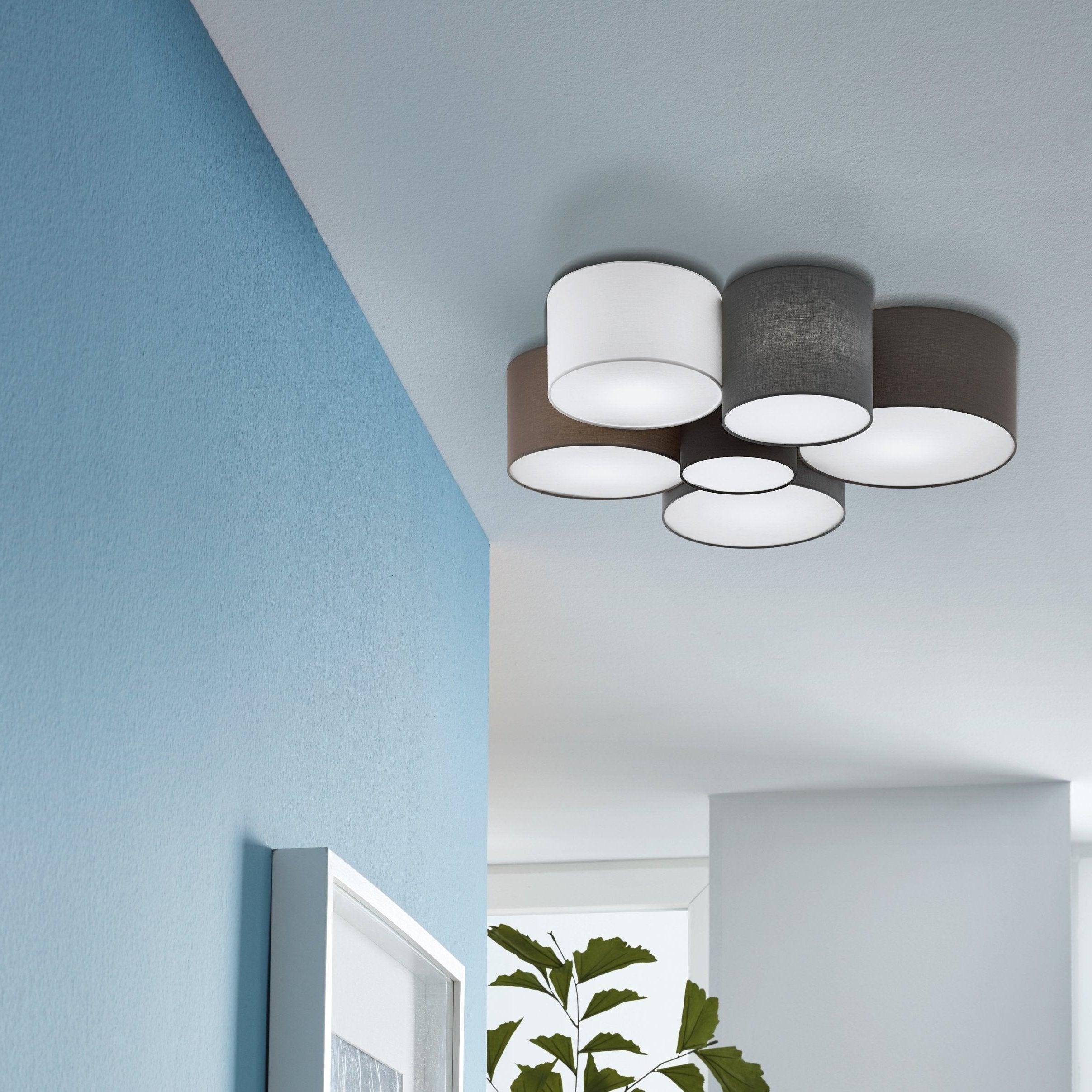 eglo pastore 6 fabric shade flush ceiling light