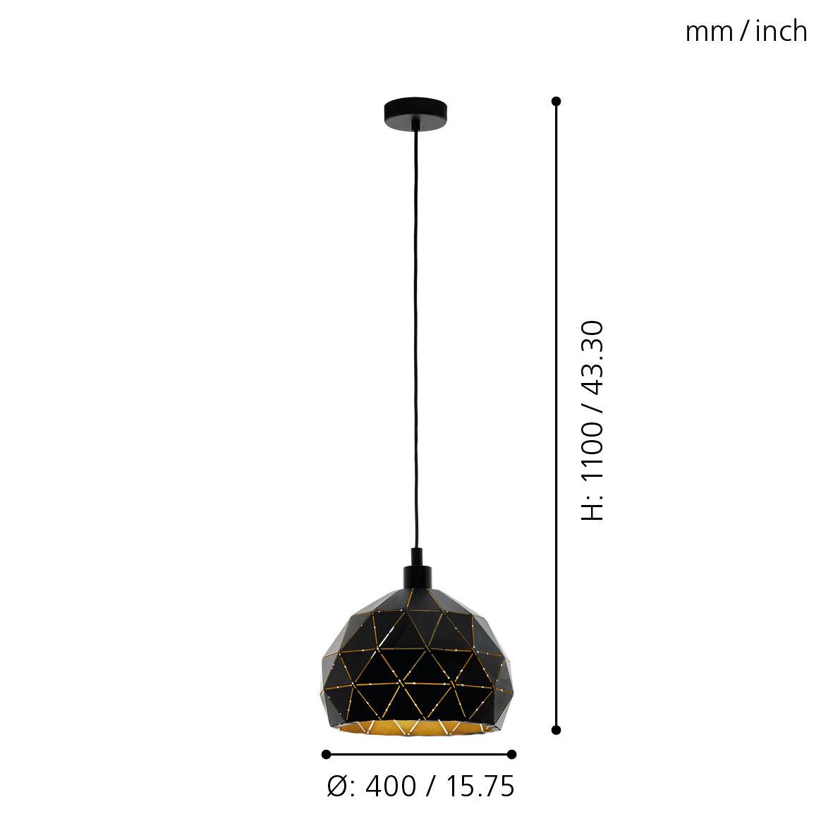 eglo roccaforte black gold geometric ceiling pendant 40cm kitchen lighting 