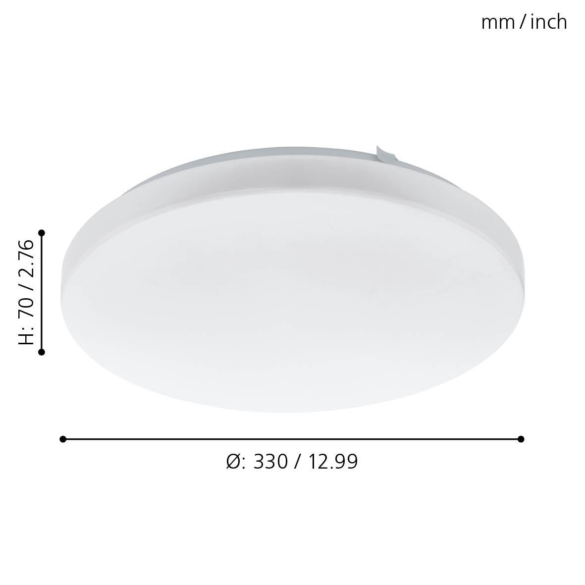 eglo frania white round led flush ceiling light 33cm living room close up