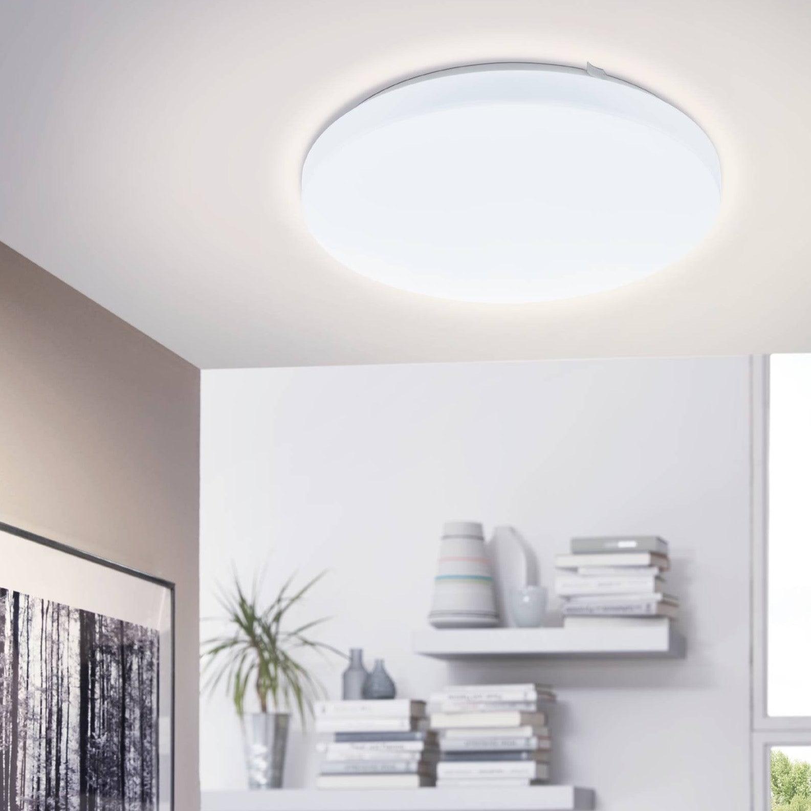 eglo frania white round led flush ceiling light 33cm