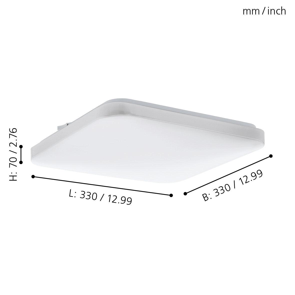 eglo frania white square led flush 33 cm living room close up
