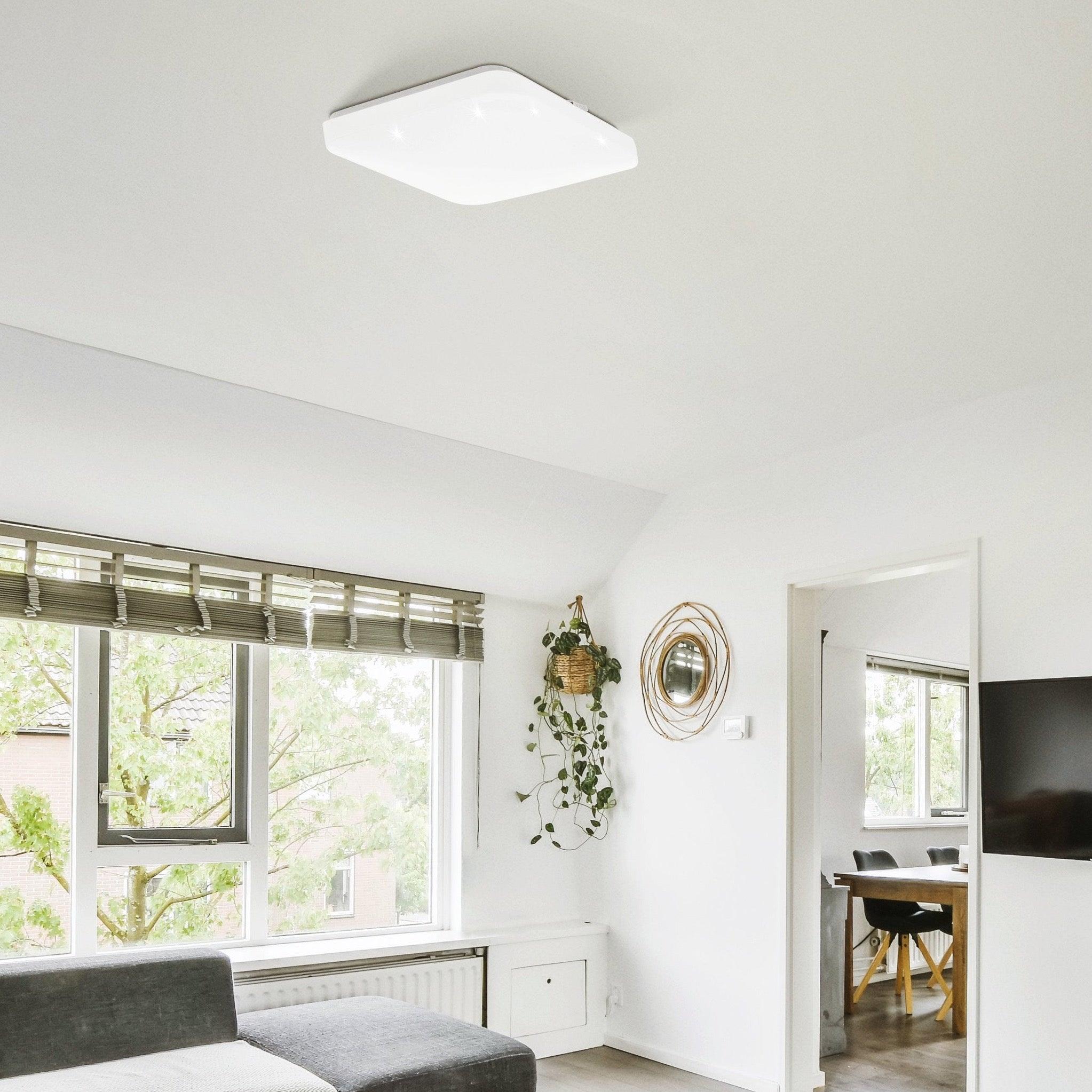eglo frania white square led flush ceiling light 43 cm