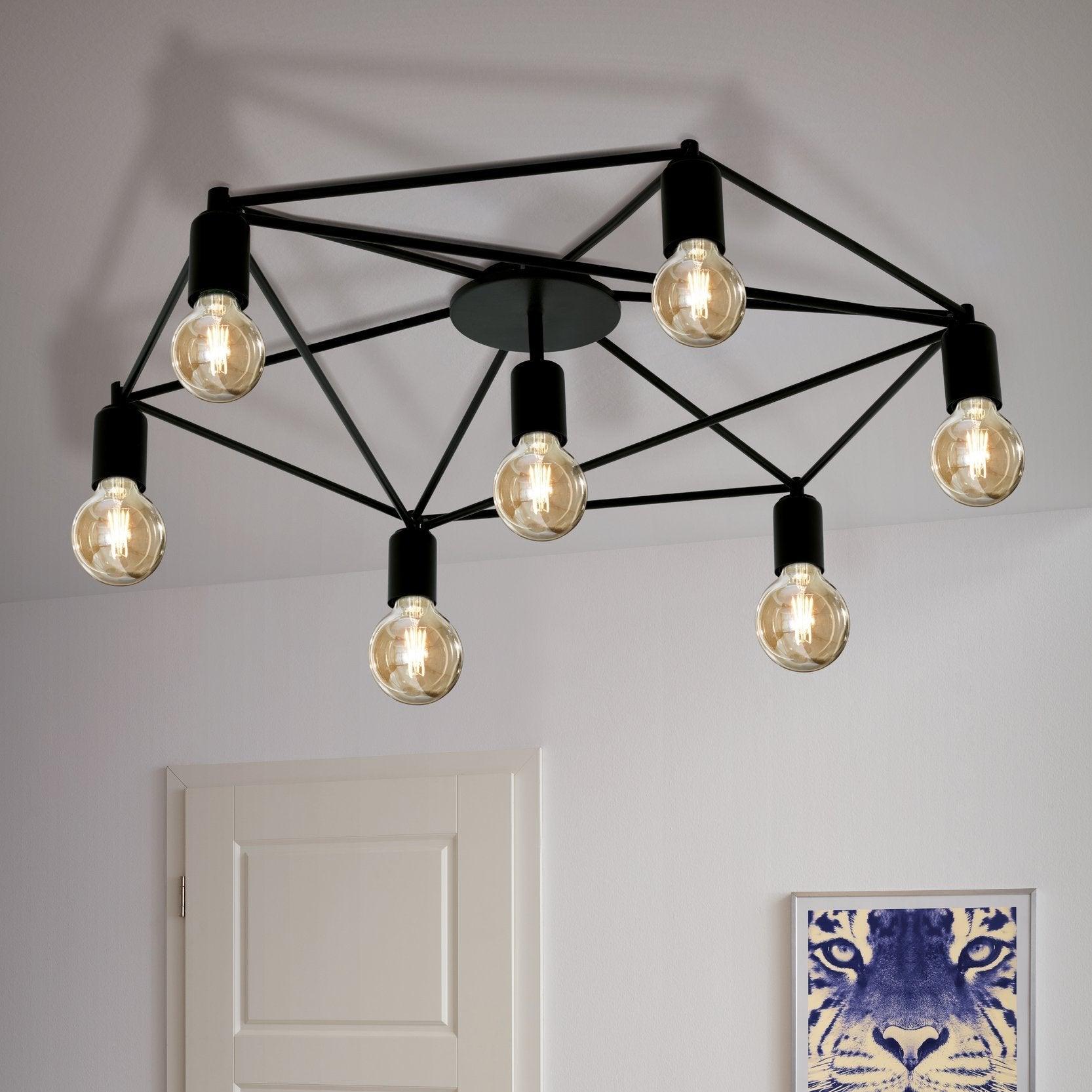eglo staiti black wire 7 light ceiling flush