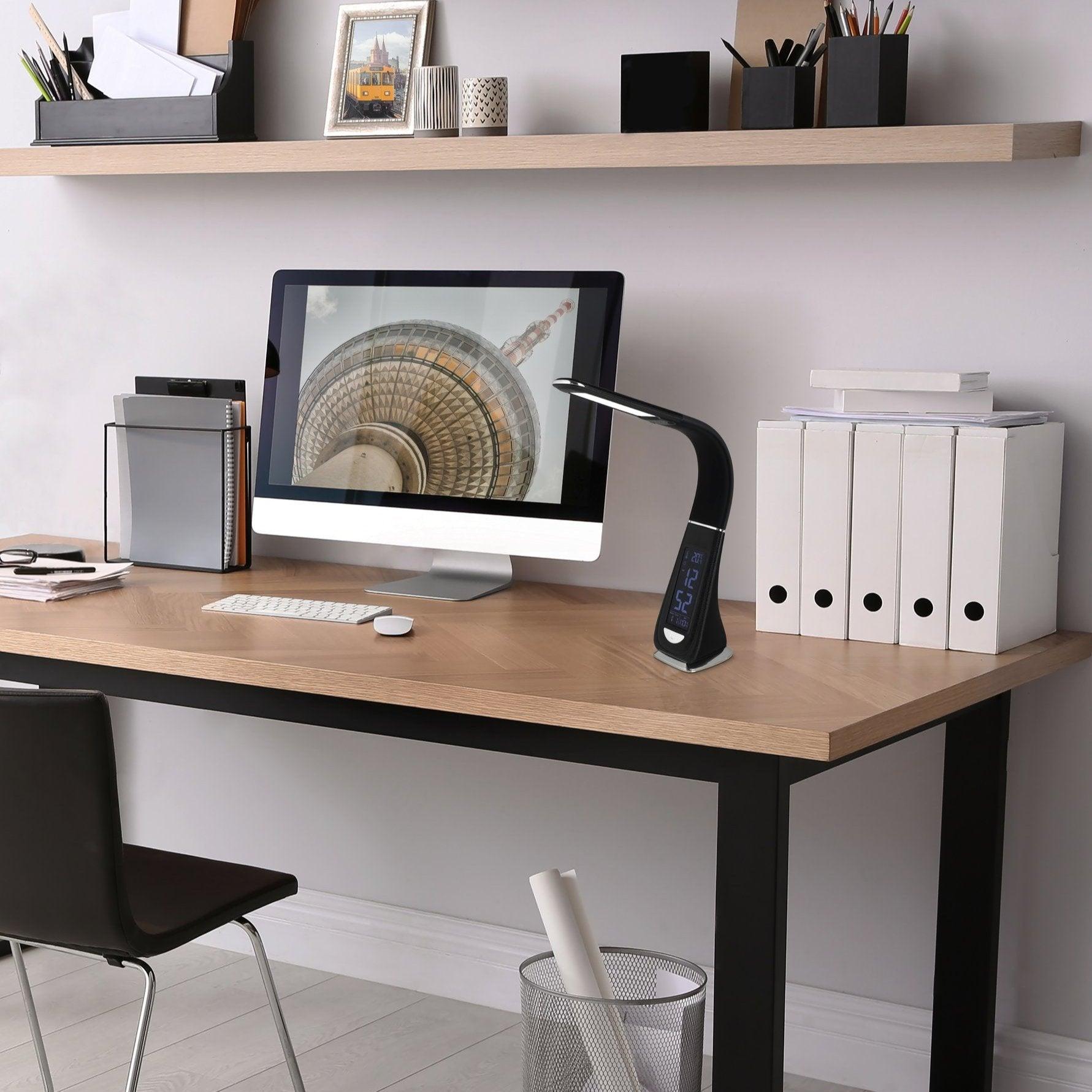 eglo cognoli black led desk lamp time date