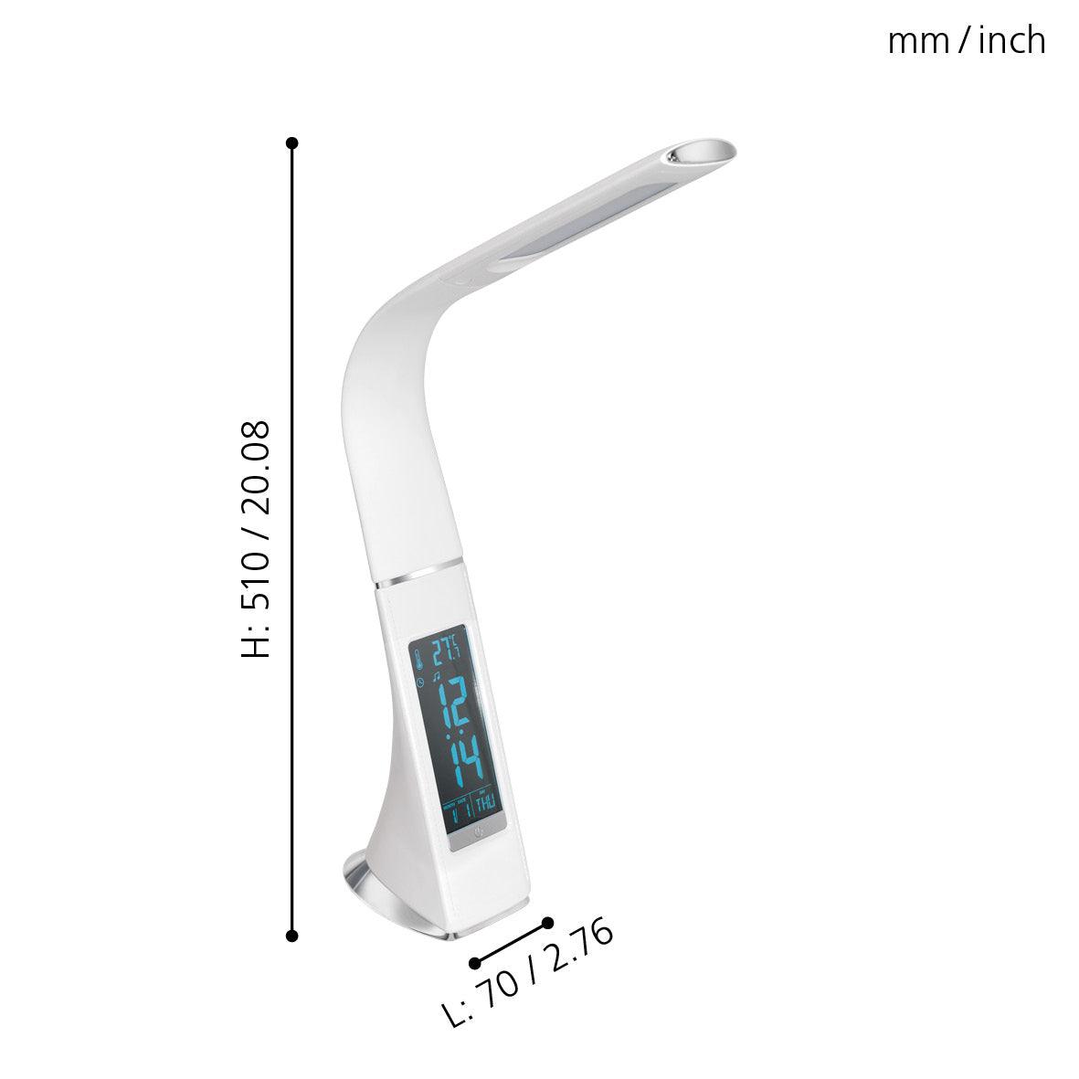 eglo cognoli white led desk lamp time date living room close up