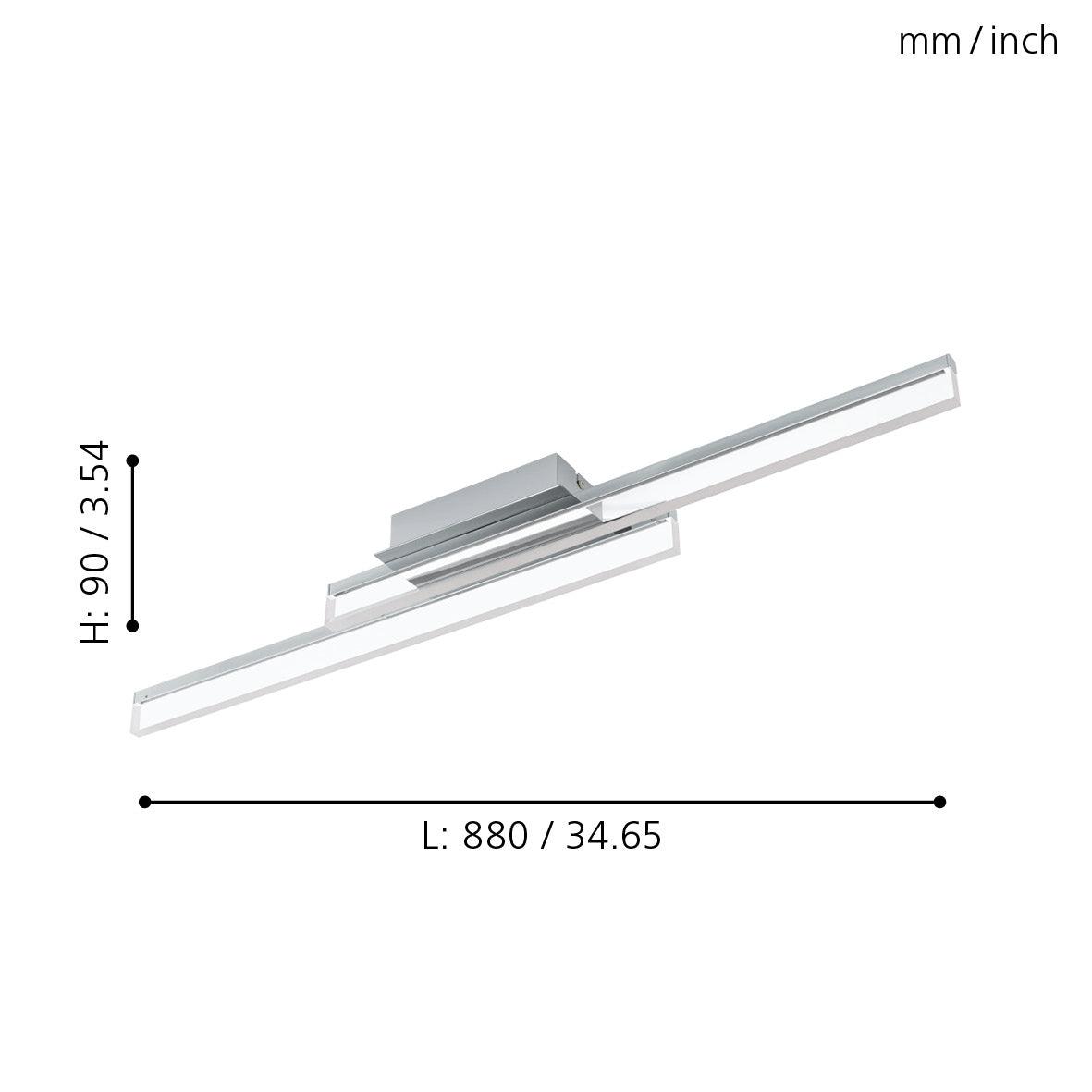 eglo palmital led chrome ip44 bathroom ceiling flush living room close up