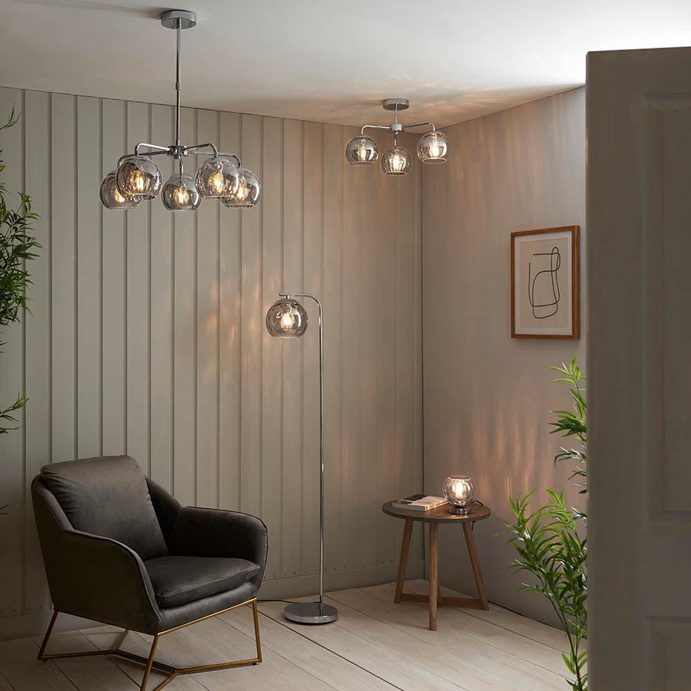 Endon Dimple 3 Light Chrome Semi Flush Ceiling Light-OB-180926