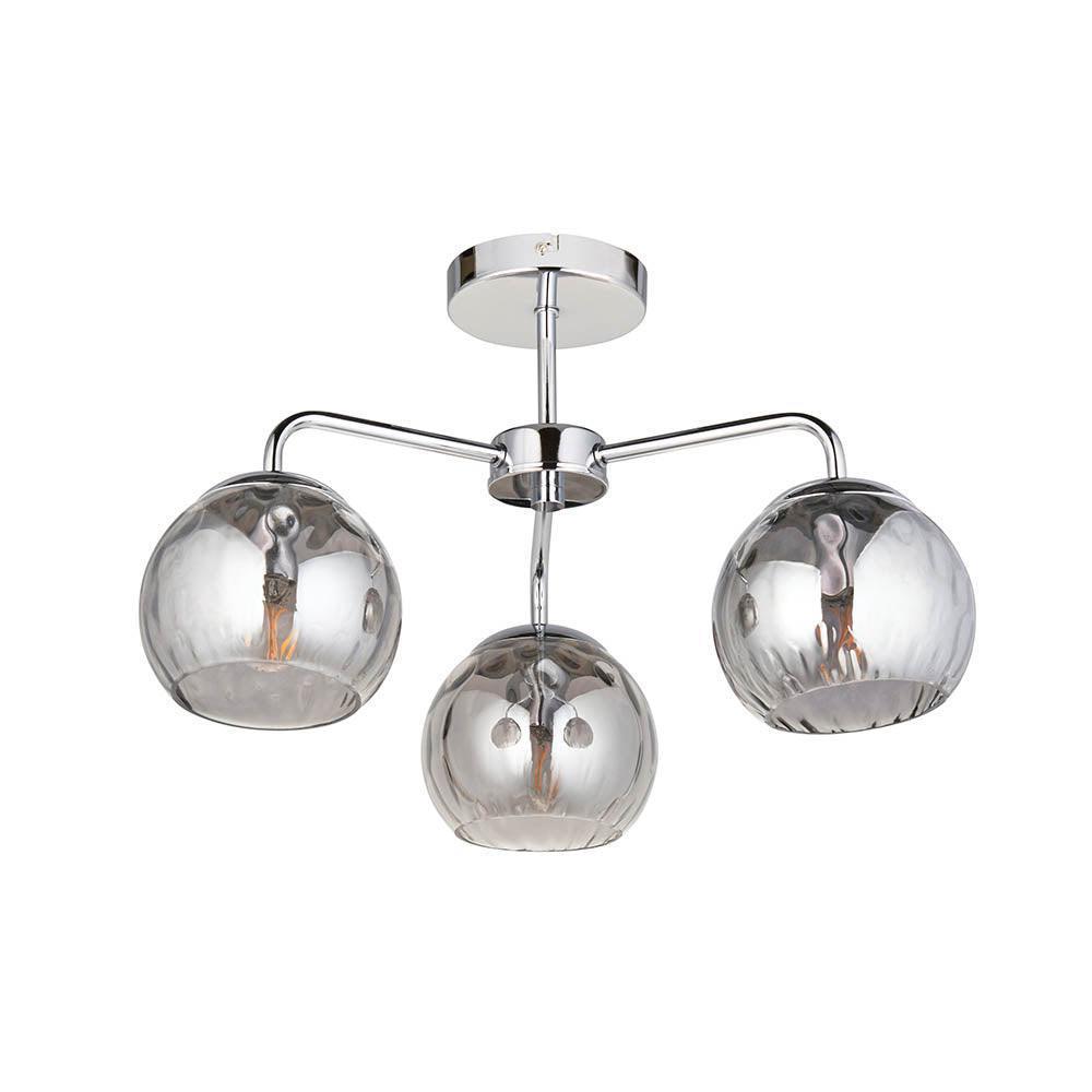 Endon Dimple 3 Light Chrome Semi Flush Ceiling Light-OB-180926