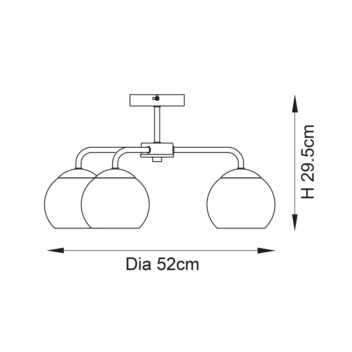 Endon Dimple 3 Light Chrome Semi Flush Ceiling Light-OB-180926