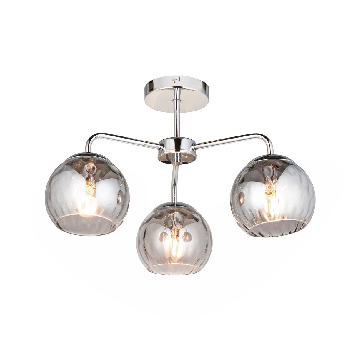 Endon Dimple 3 Light Chrome Semi Flush Ceiling Light-OB-180926
