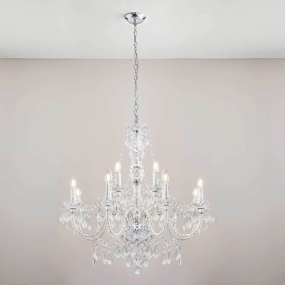 Endon Clarence 12 Arm Chrome & Clear Acrylic Chandelier-OPEN-BOX-BSL-270826