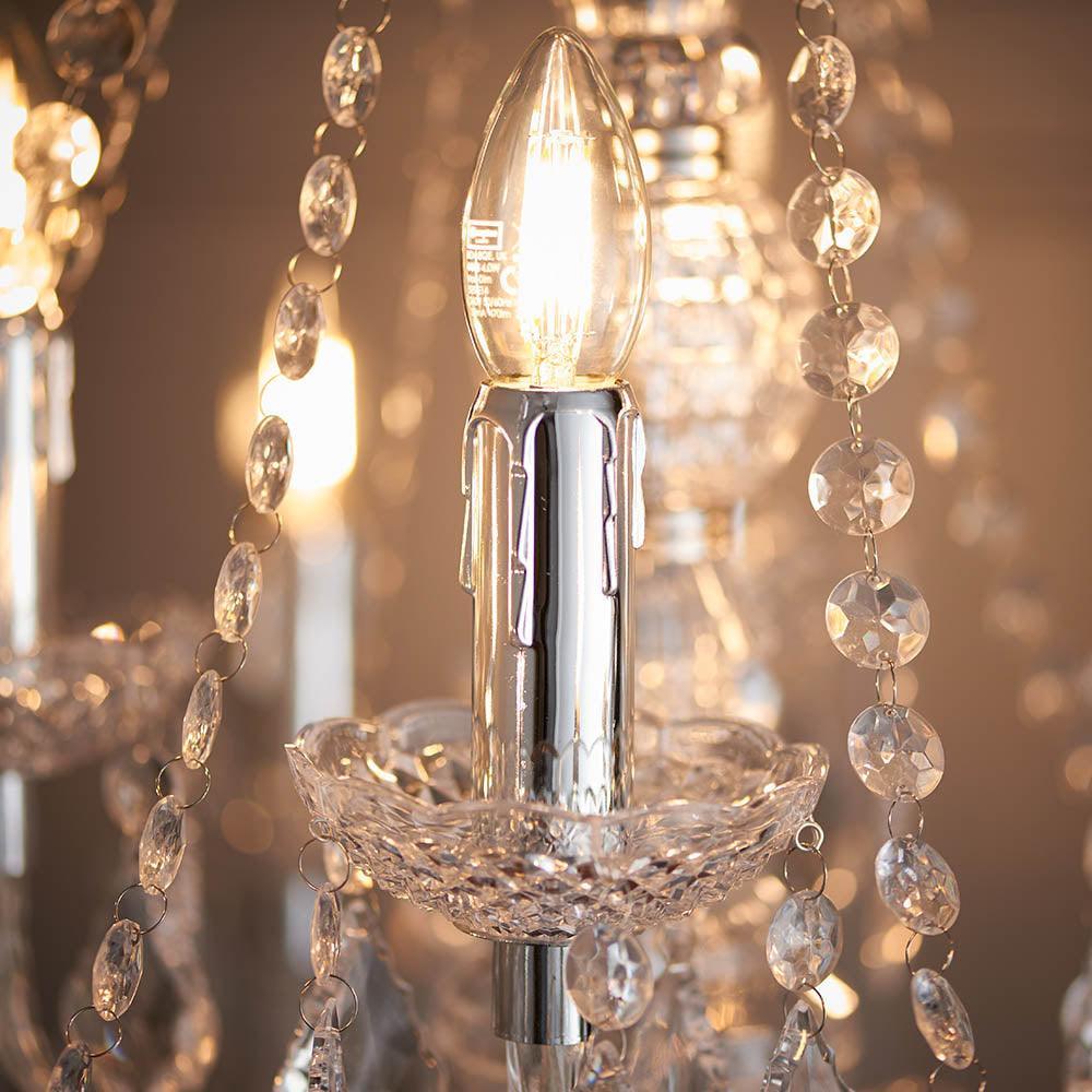 Endon Clarence 12 Arm Chrome & Clear Acrylic Chandelier-OPEN-BOX-BSL-270826