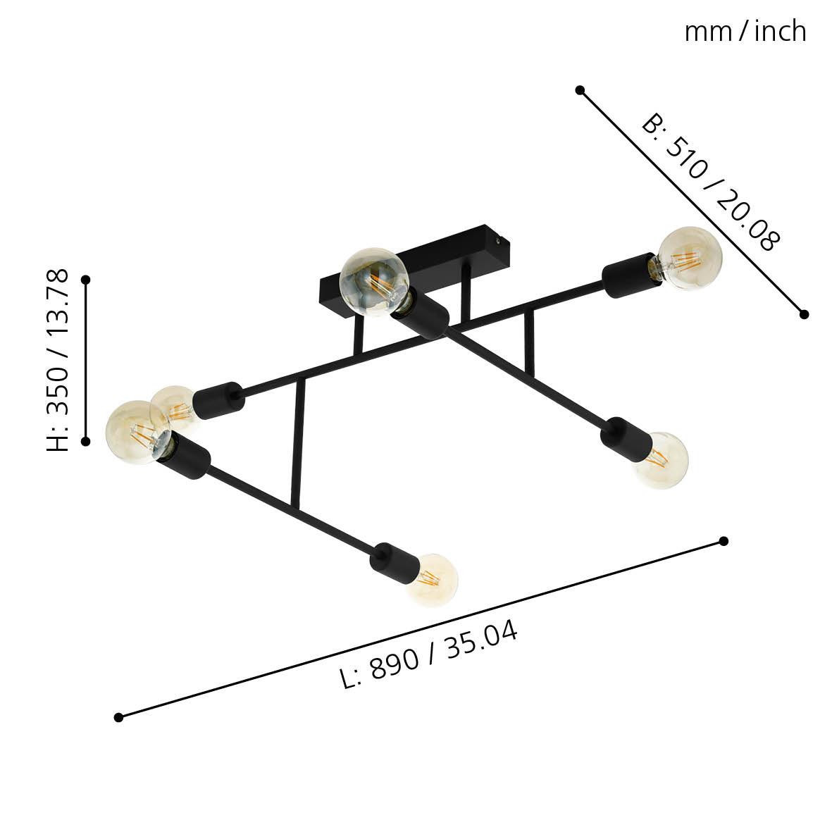 eglo belsiana 6 light adjustable black flush ceiling light living room image