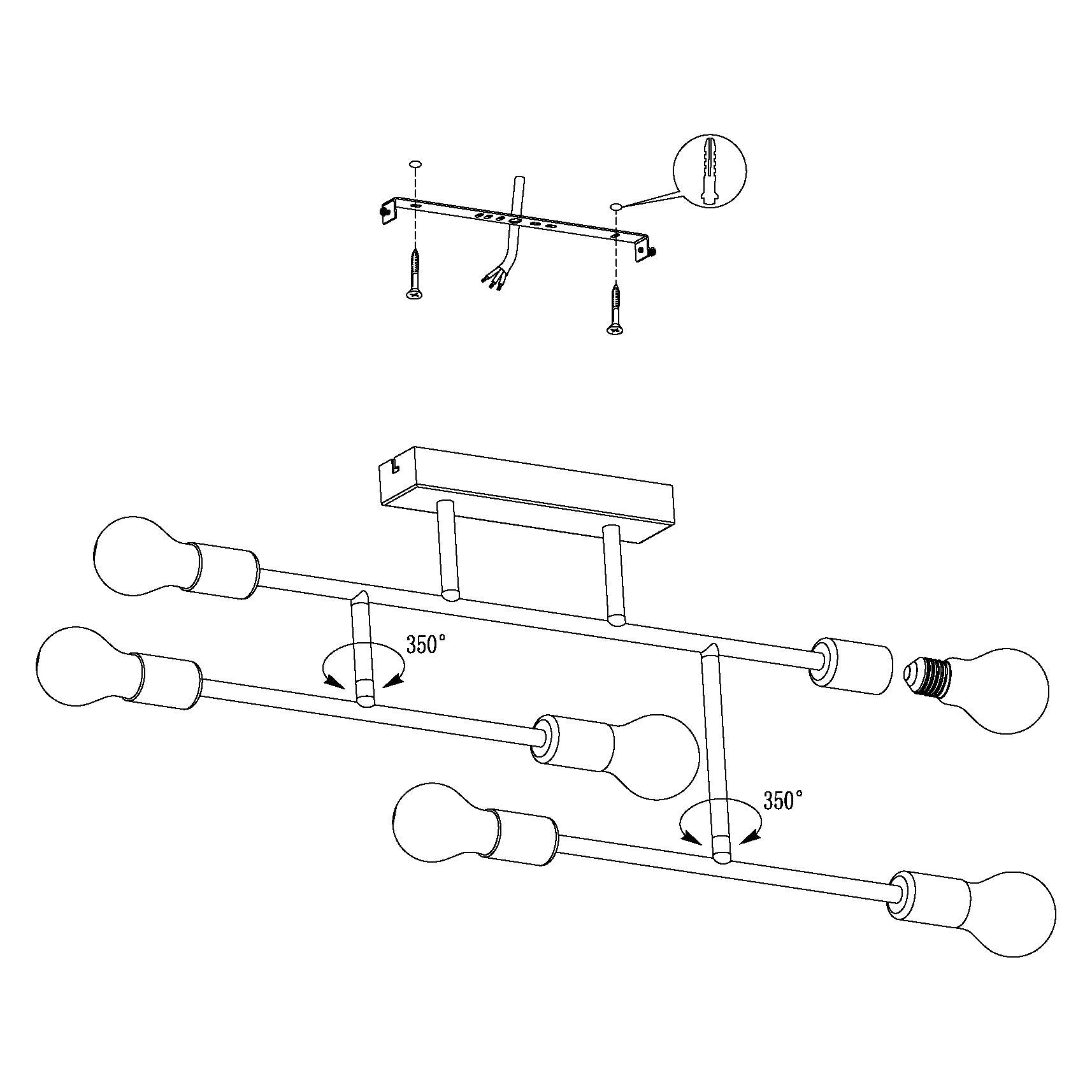 eglo belsiana 6 light adjustable black flush ceiling light living room close up