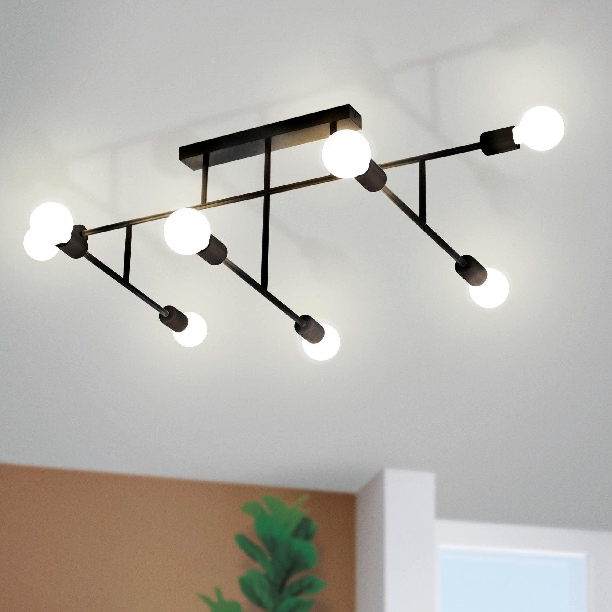 eglo belsiana 8 light adjustable black flush ceiling light living room image