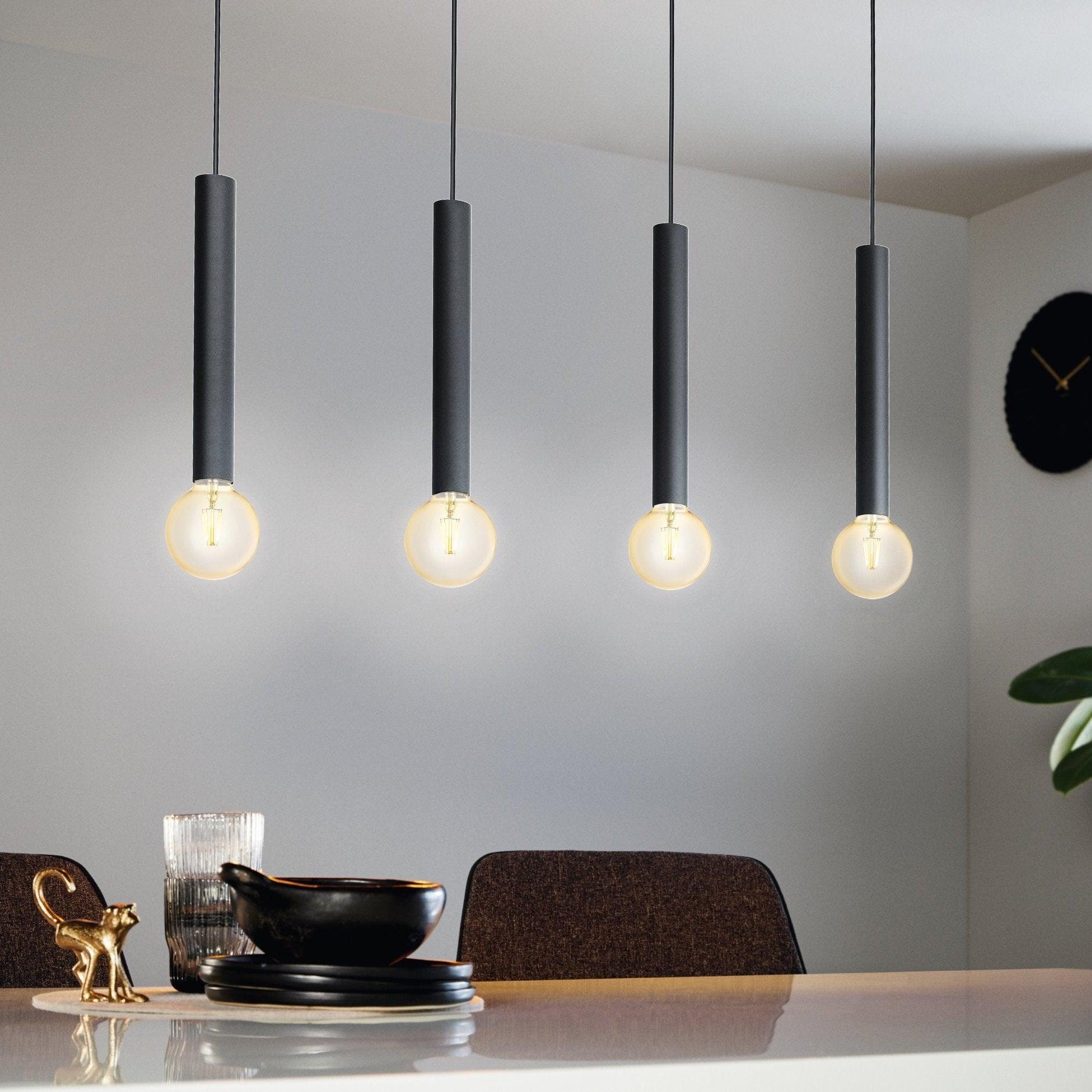 eglo cortenova black metal 4 light bar ceiling pendant