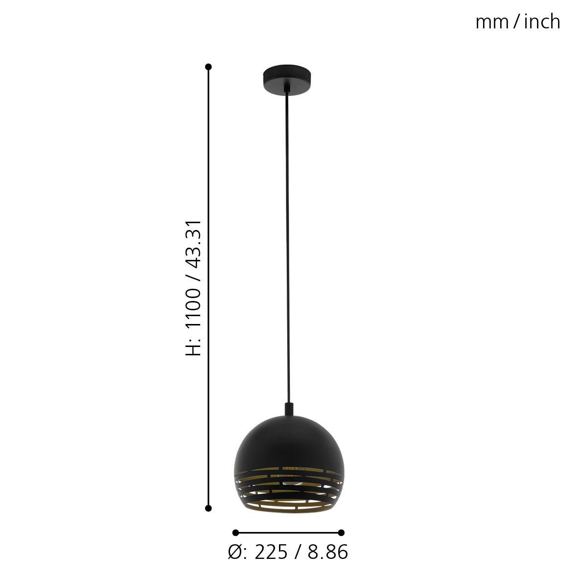 eglo camastra black gold round metal ceiling pendant Kitchen Lighting Close Up