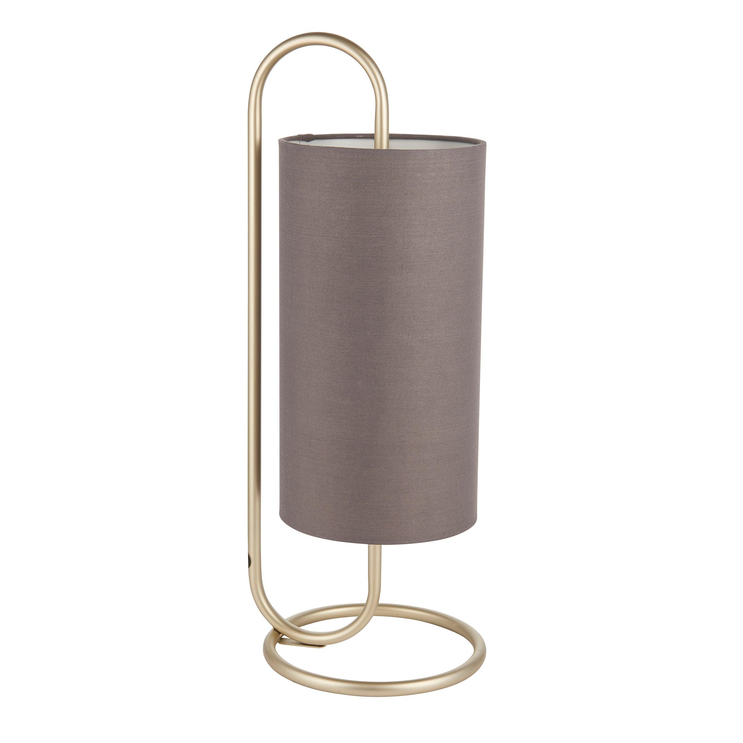 Klip Brass Modern Table Lamp Grey Shade