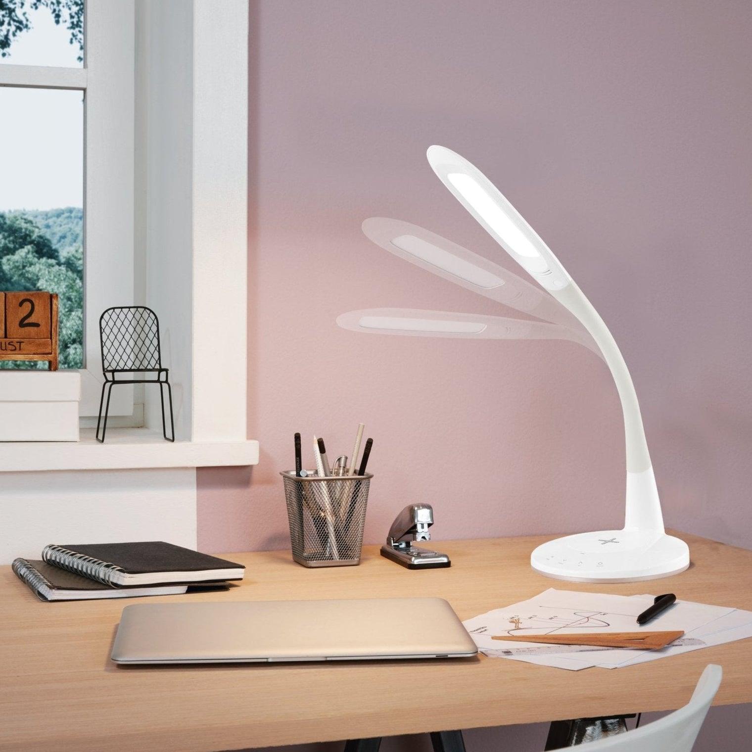 eglo trunca white led flexible touch desk lamp