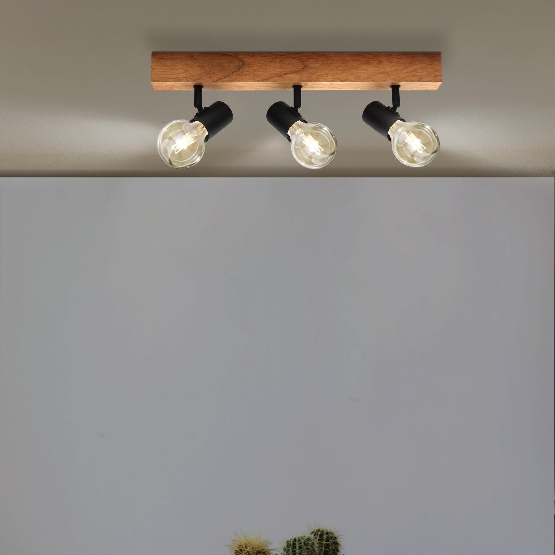 Eglo Townshend 3 Wood & Black Finish 3 Light Bar Spotlight-OPEN-BOX-50-040626