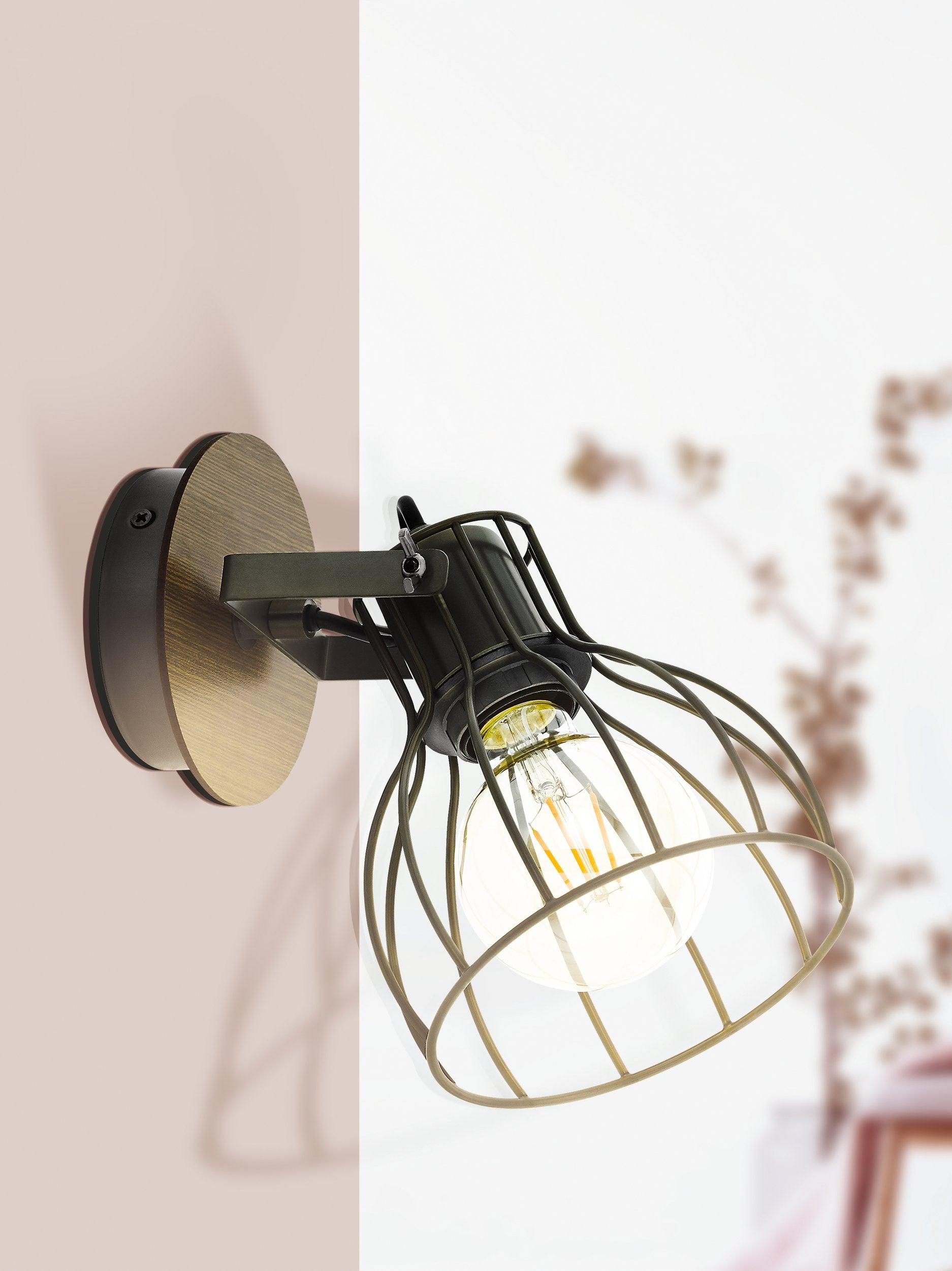eglo sambatello wood silver wire wall spotlight Kitchen Lighting Close Up