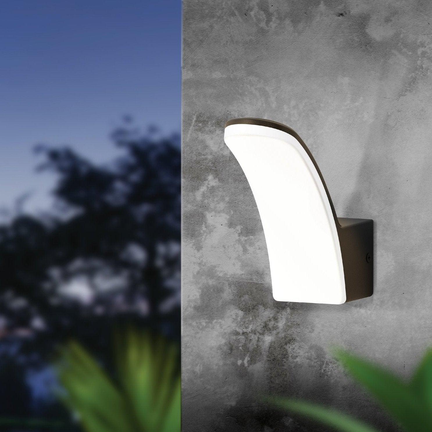 eglo fiumicino black curved led outdoor wall light ip44