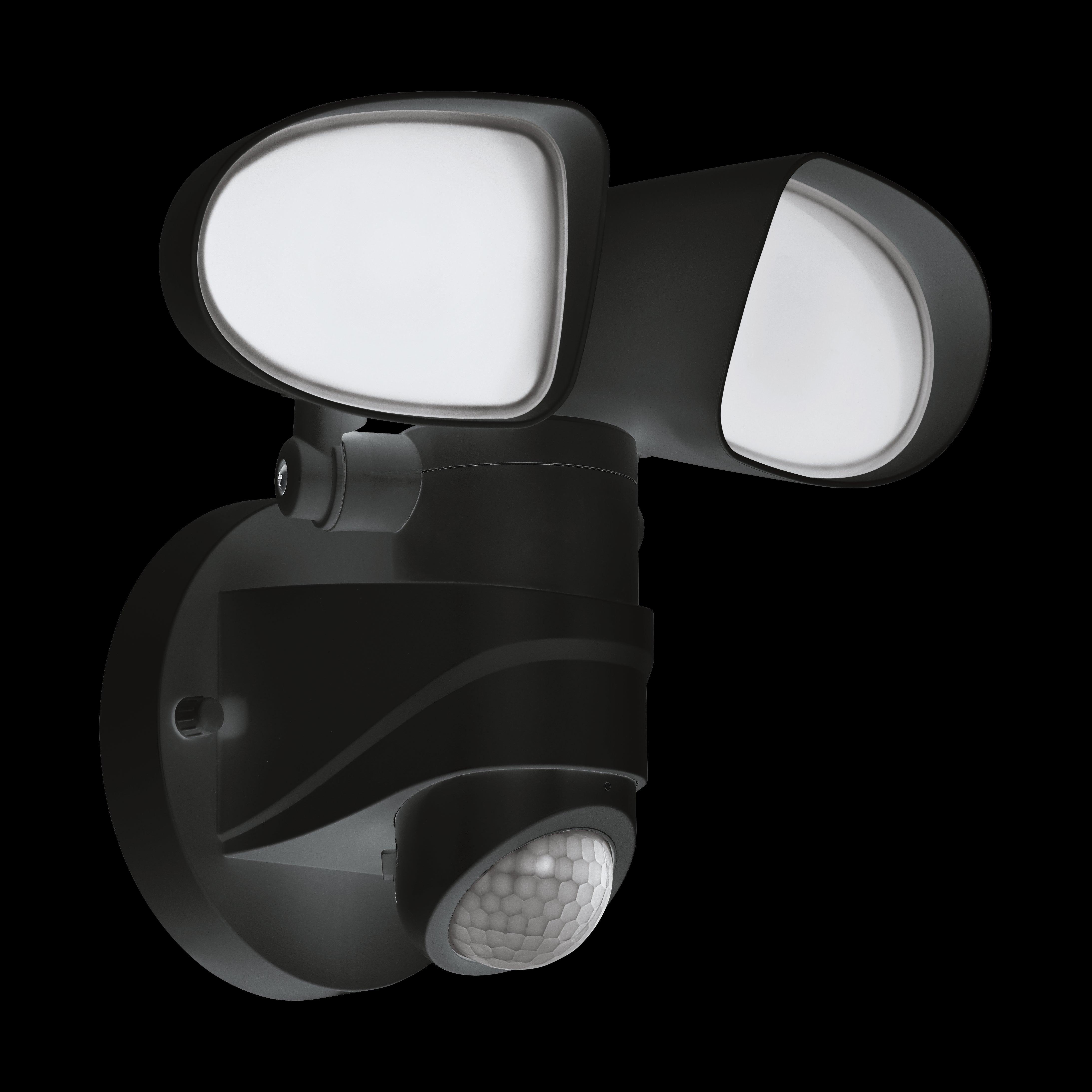 eglo pagino black led outdoor pir twin security spotlight light living room image