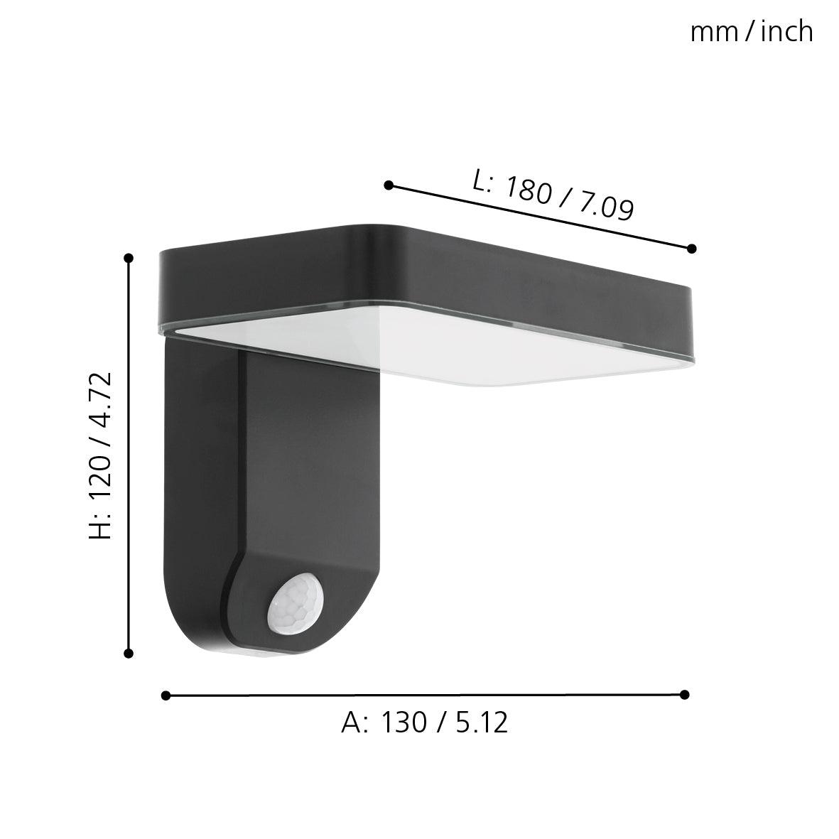eglo pastion black pir solar led wall light kitchen lighting 