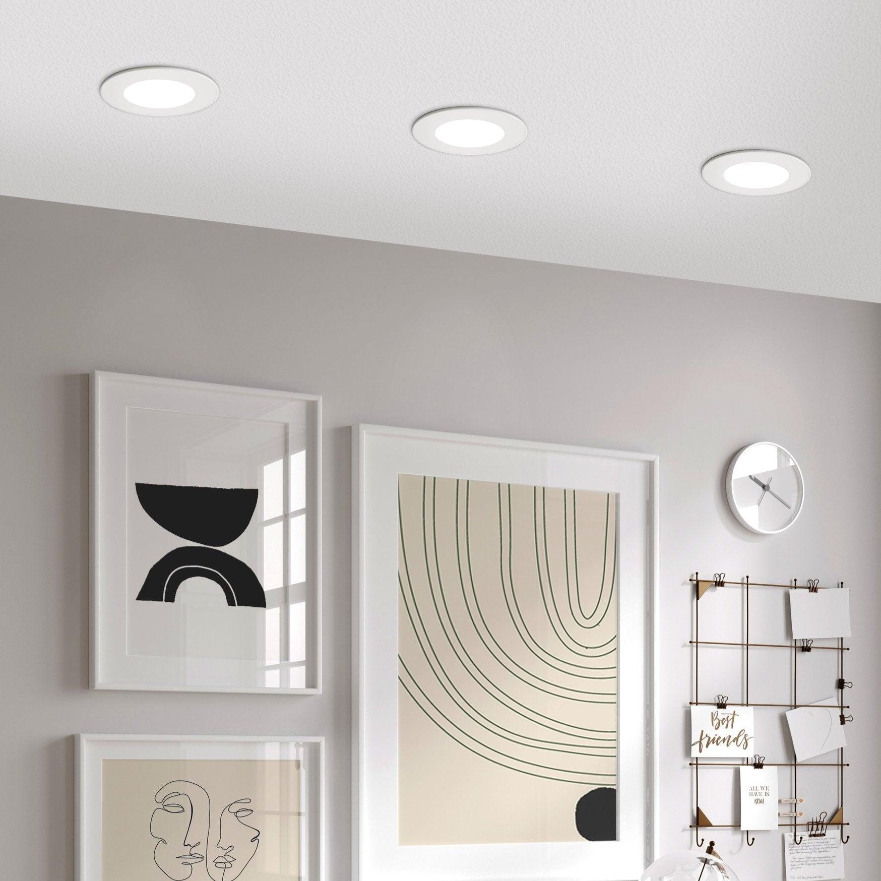 eglo fueva a led white recessed downlight living room close up