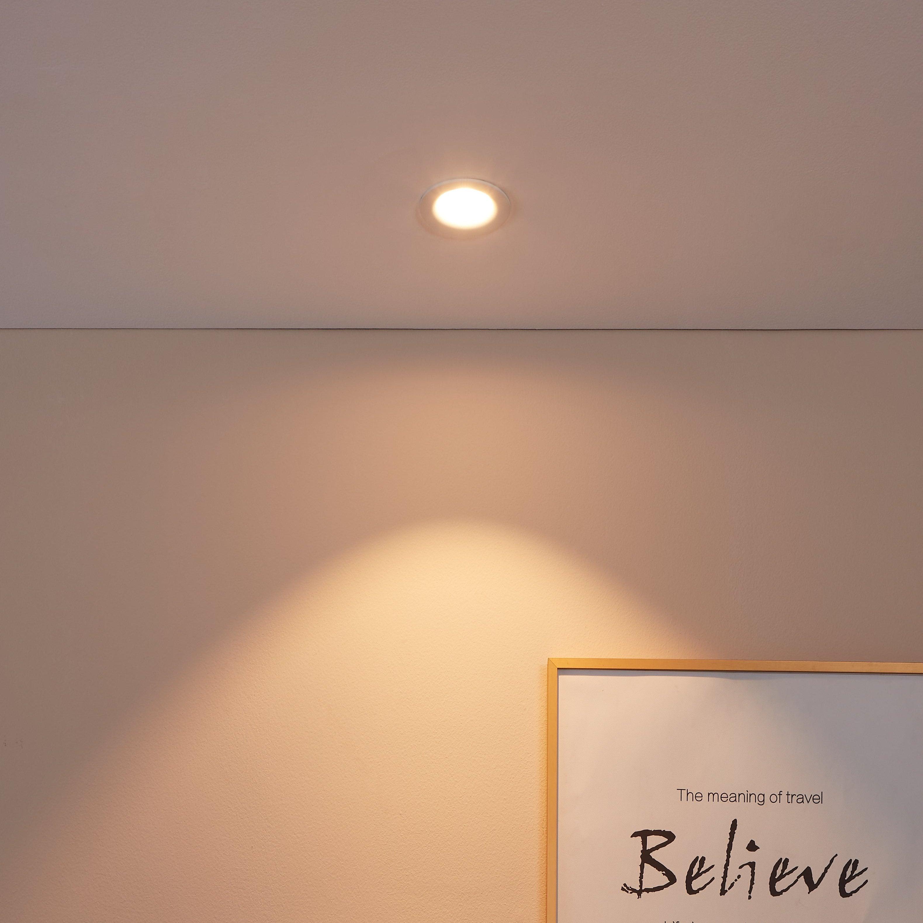 eglo saliceto led white recessed downlight living room close up